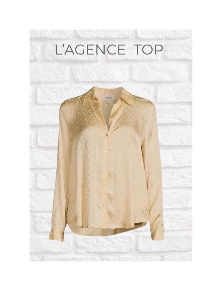 L'AGENCE L'AGENCE Holly Chain-Print Silky Collared Blouse Size S / US 4 / IT 40 - 1 Thumbnail