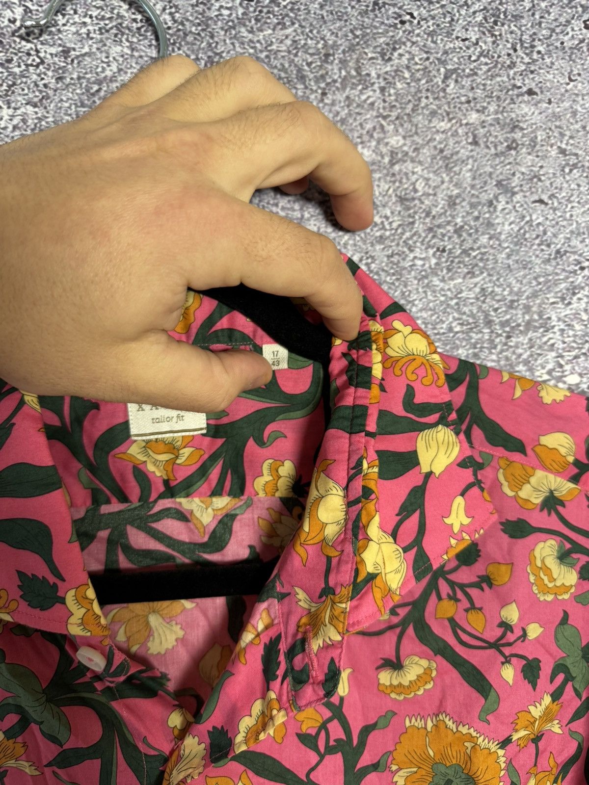 Designer × Vintage Xacus Size 17/43 Evolution Fit Pink Shirt Floral Print Size US L / EU 52-54 / 3 - 10 Thumbnail