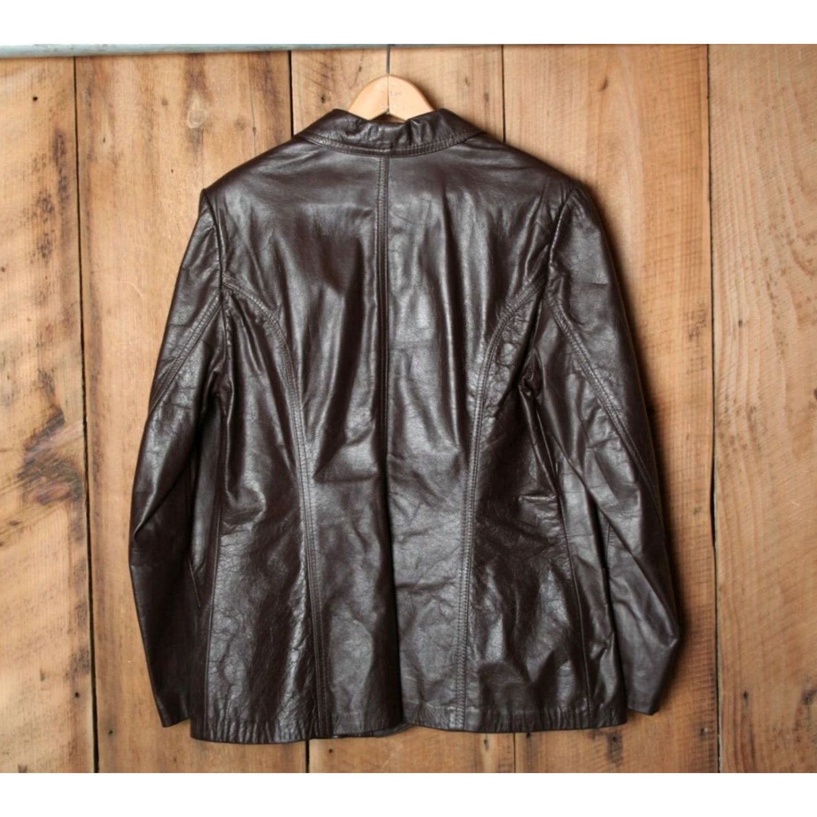 Vintage VINTAGE Opera Leather 2-Button Blazer Womens Sz. L Burgundy Dark Measurements 90s Heads up Size L / US 10 / IT 46 - 7 Thumbnail