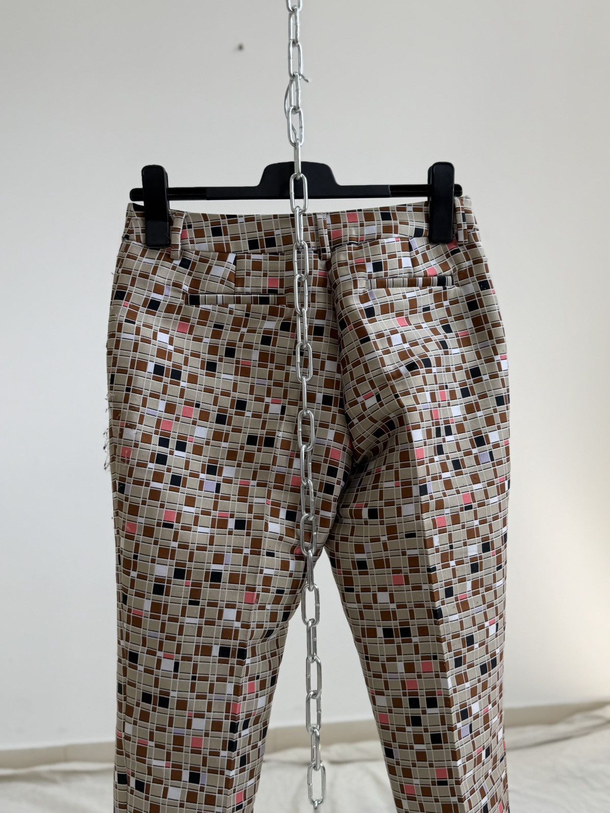Fendi FENDI Italy Women's Geometric Pixel Grid Trousers Pants Silk Size 26" / US 2 / IT 38 - 6 Thumbnail