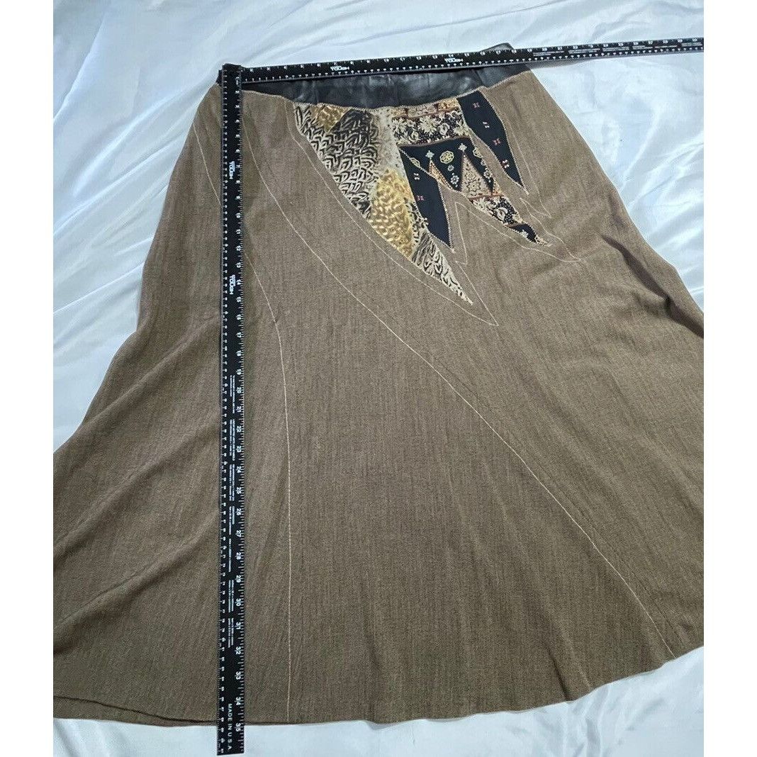 Other KOOS OF COURSE ART TO WEAR Skirt Tweed Animal Print Leather Size 42" / US 20 - 6 Thumbnail