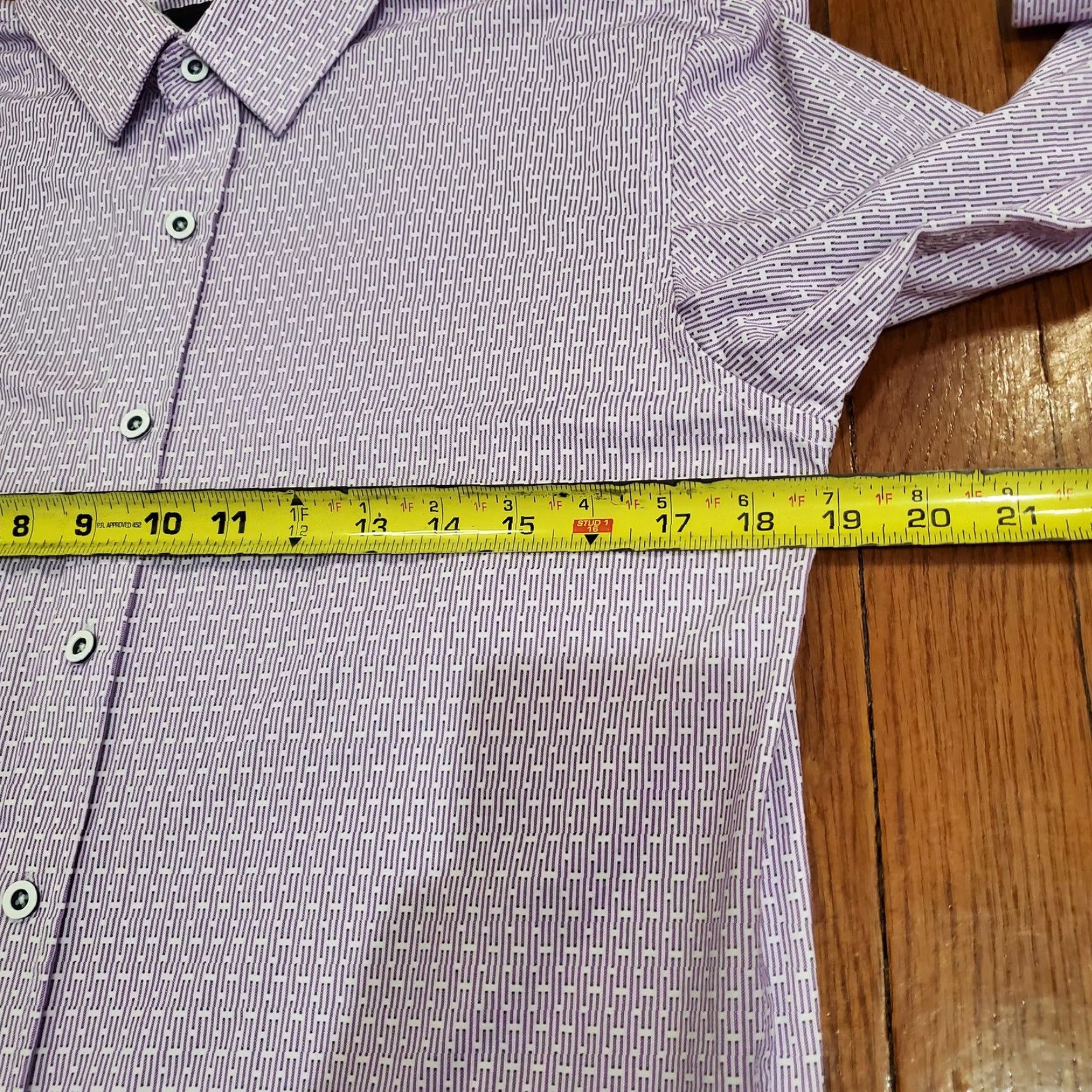 Vintage Buttercloth Shirt Mens M Purple Geometric Slim Fit Long Sleeve Dress Shirt Size 40R - 5 Thumbnail