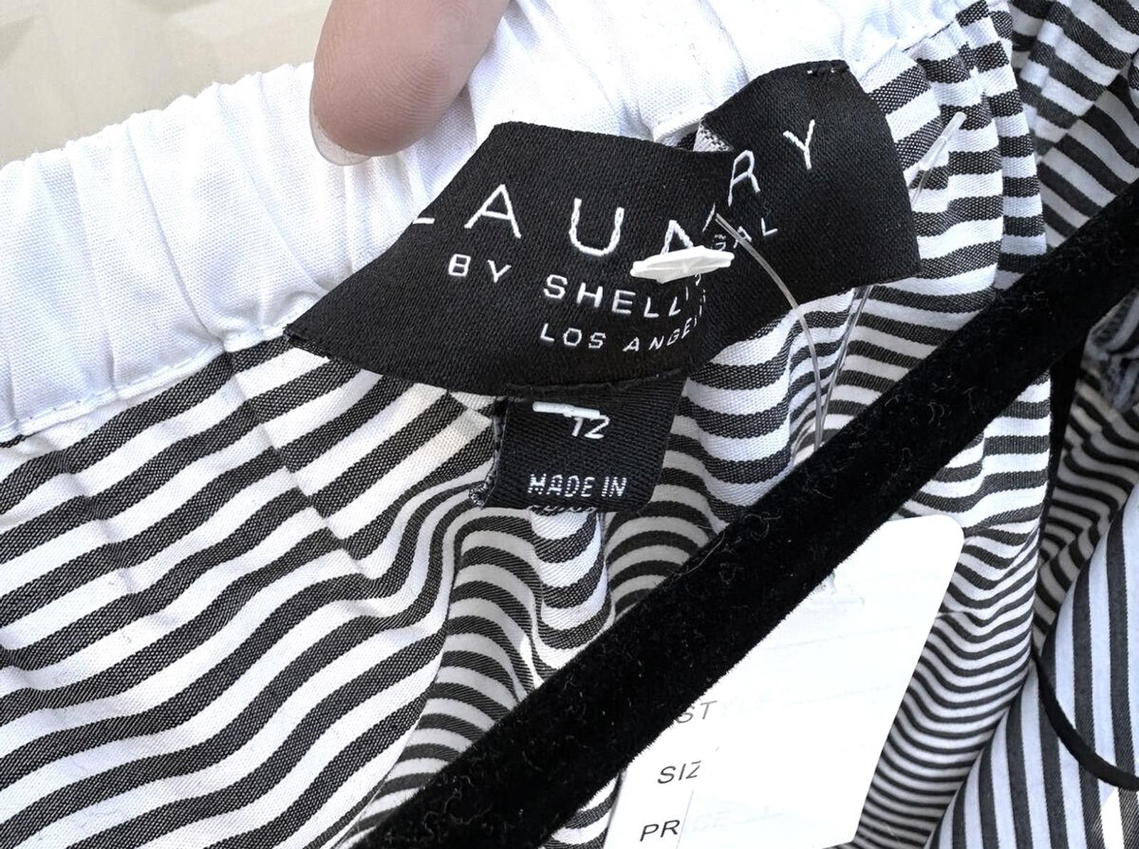 Designer Off-Shoulder Striped Ruffle Dress By Laundry size 12 Size XL / US 12-14 / IT 48-50 - 3 Thumbnail