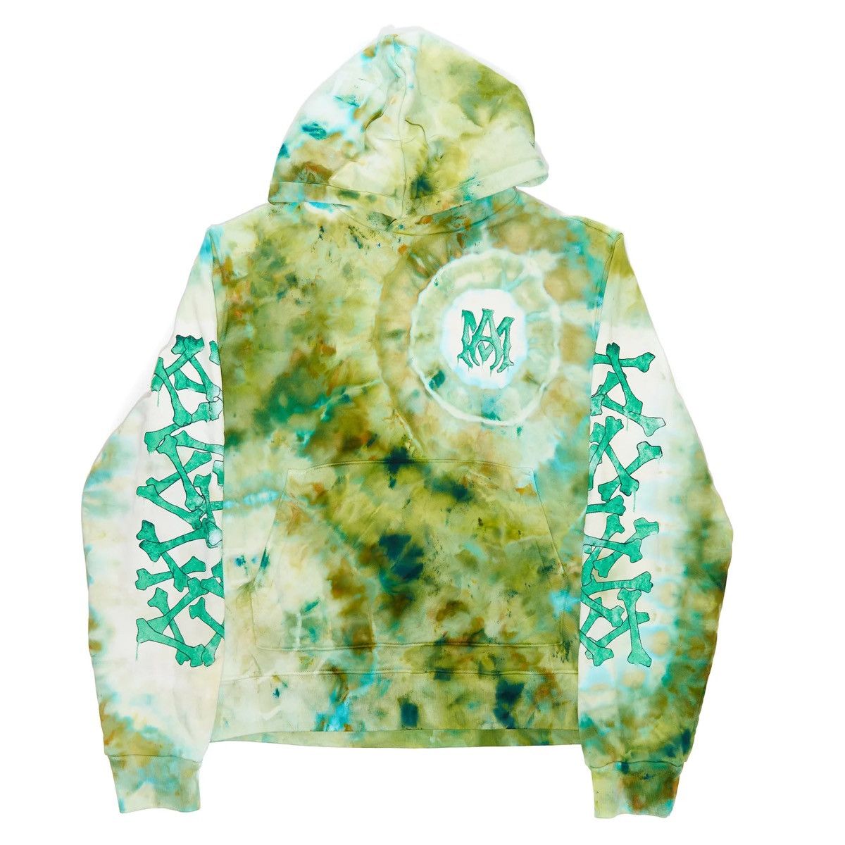 Amiri AMIRI GREEN TIE DYE BONES HOODIE Size US XL / EU 56 / 4 - 1 Thumbnail