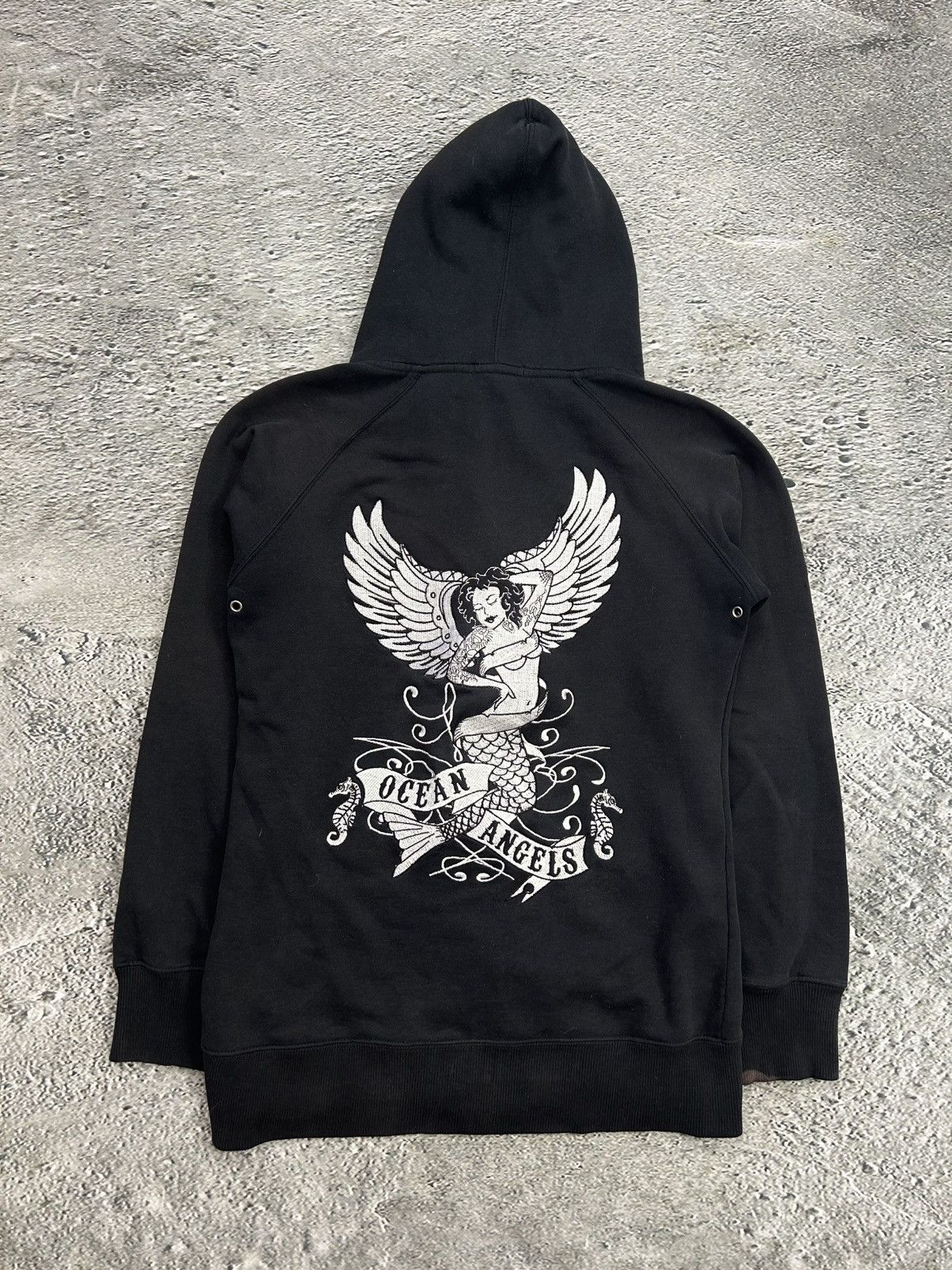 Vintage Y2K zip hoodie black Ocean Angles Ed Hardy style Size US S / EU 44-46 / 1 - 5 Thumbnail