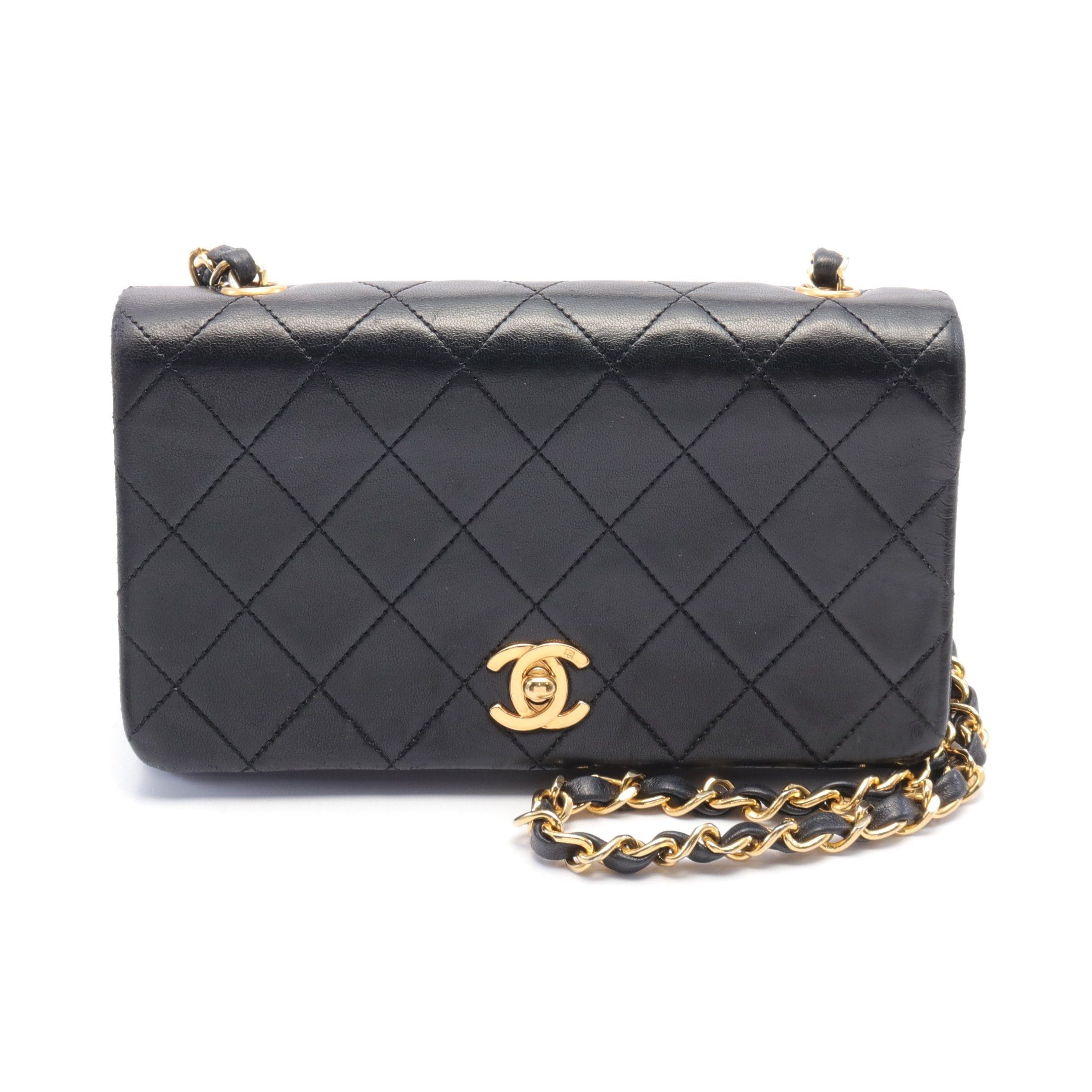 Chanel Chanel Mini Matelasse Full Flap Chain Shoulder Bag Lambskin Black Gold Hardware Size ONE SIZE - 1 Thumbnail