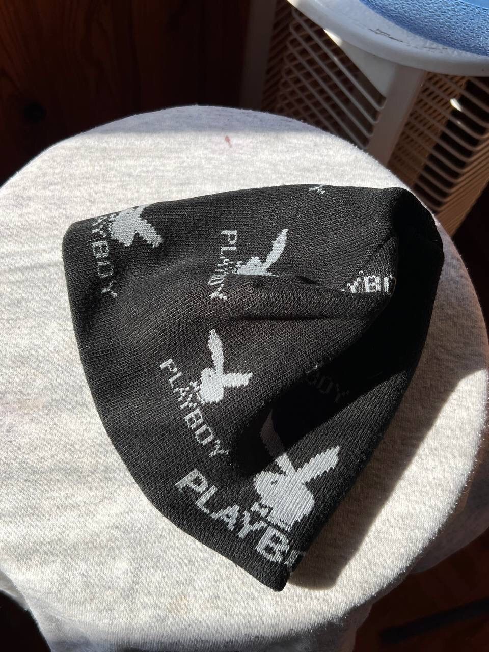 Japanese Brand × Playboy Vintage Playboy Monogram Beanie Hat Full Bunny Black Y2K Size ONE SIZE - 4 Thumbnail