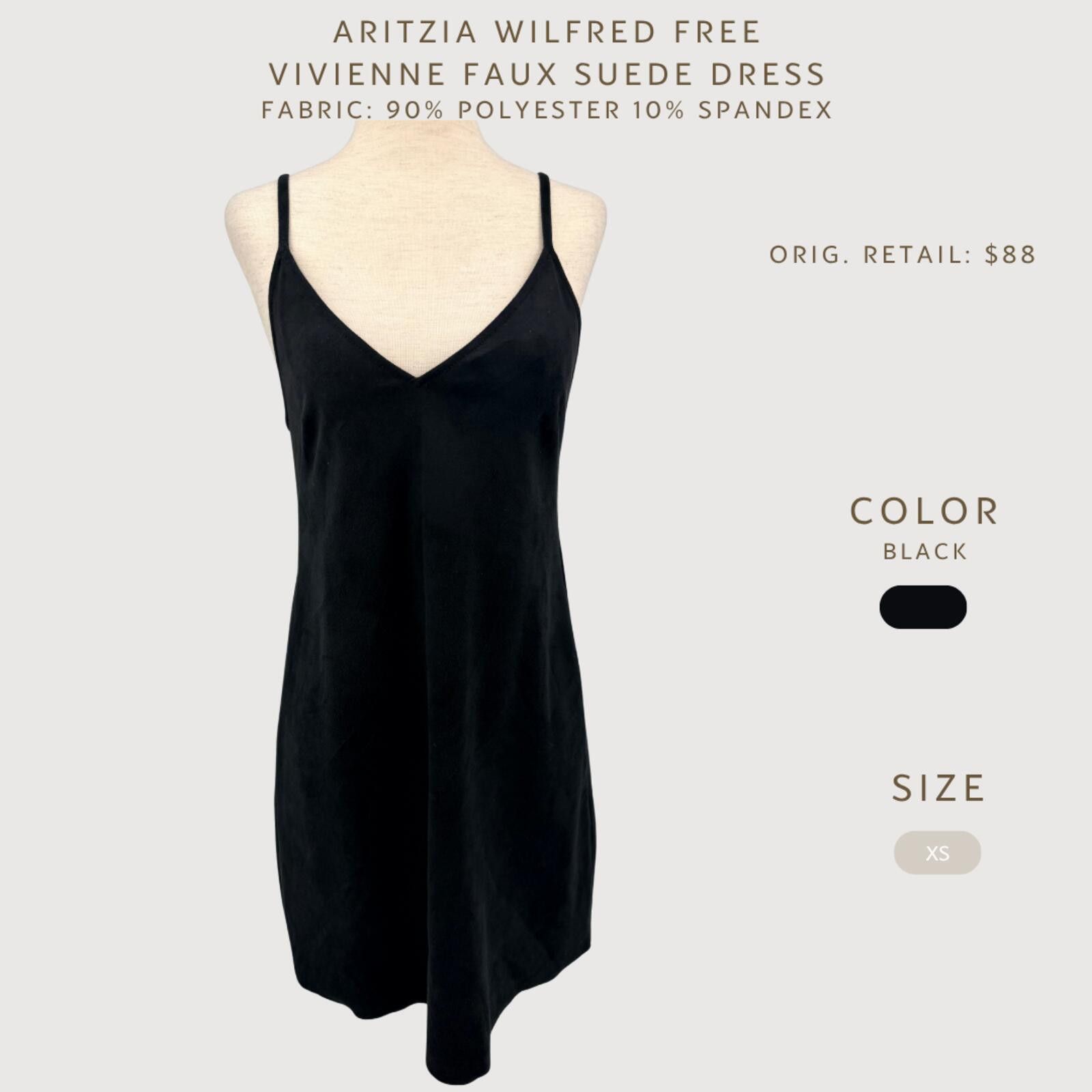 Other Aritzia Wilfred Faux Suede Mini Dress Black XS Size XS / US 0-2 / IT 36-38 - 2 Thumbnail