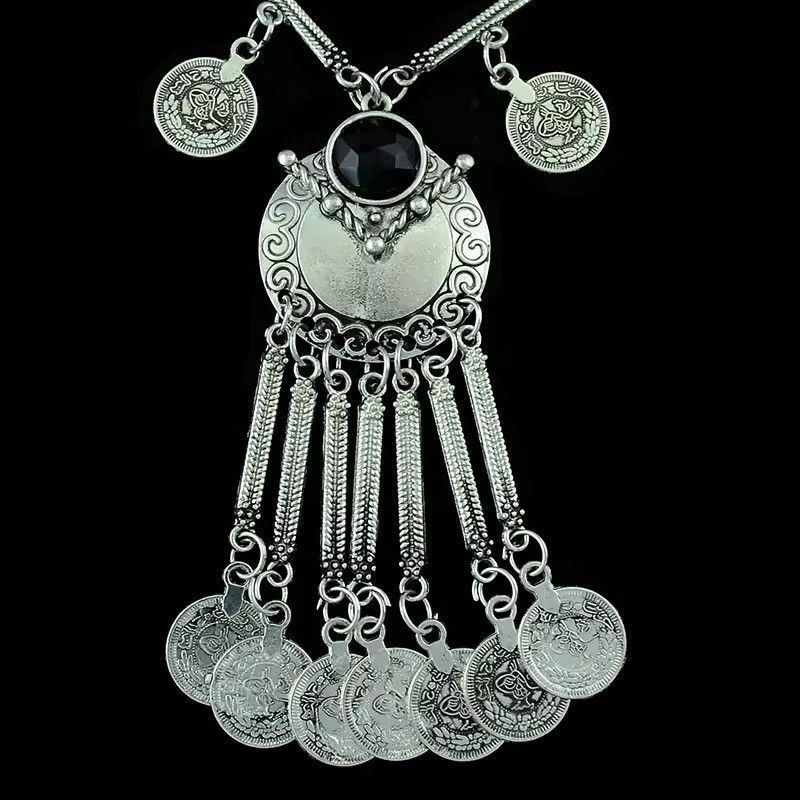 Jewelry Bohemian Black Stone Coin tassel necklace Size ONE SIZE - 4 Thumbnail
