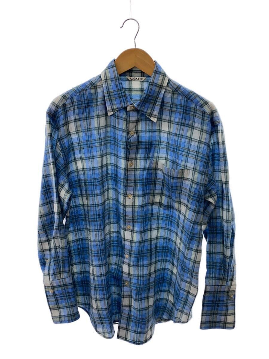 Auralee Blue Airy Wool Check Shirt Size US XXL / EU 58 / 5 - 1 Thumbnail