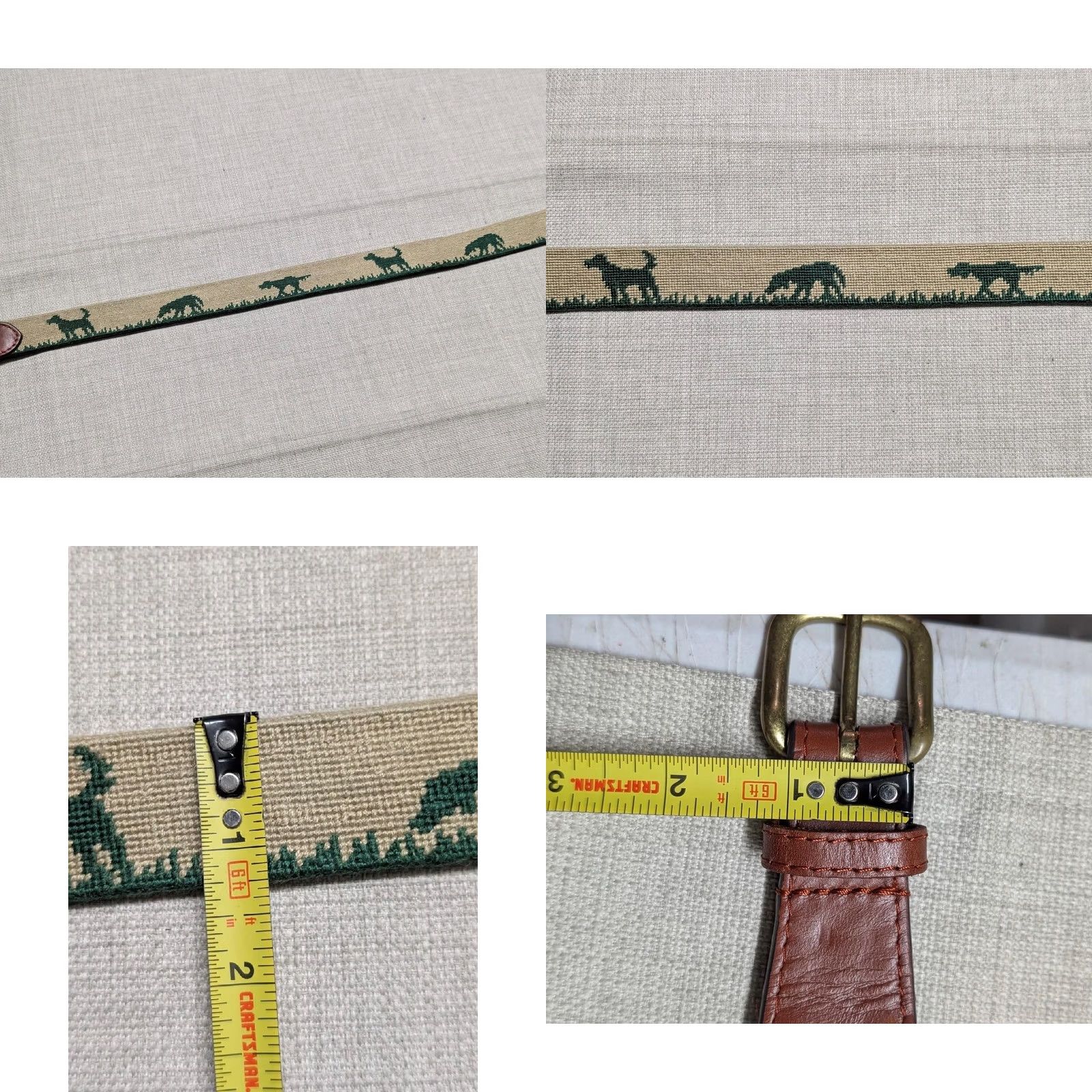 Smathers & Branson VINTAGE Smathers & Branson needlepoint belt 38 brown leather DOG fox hunting GOLF preppy Size 38 - 8 Thumbnail