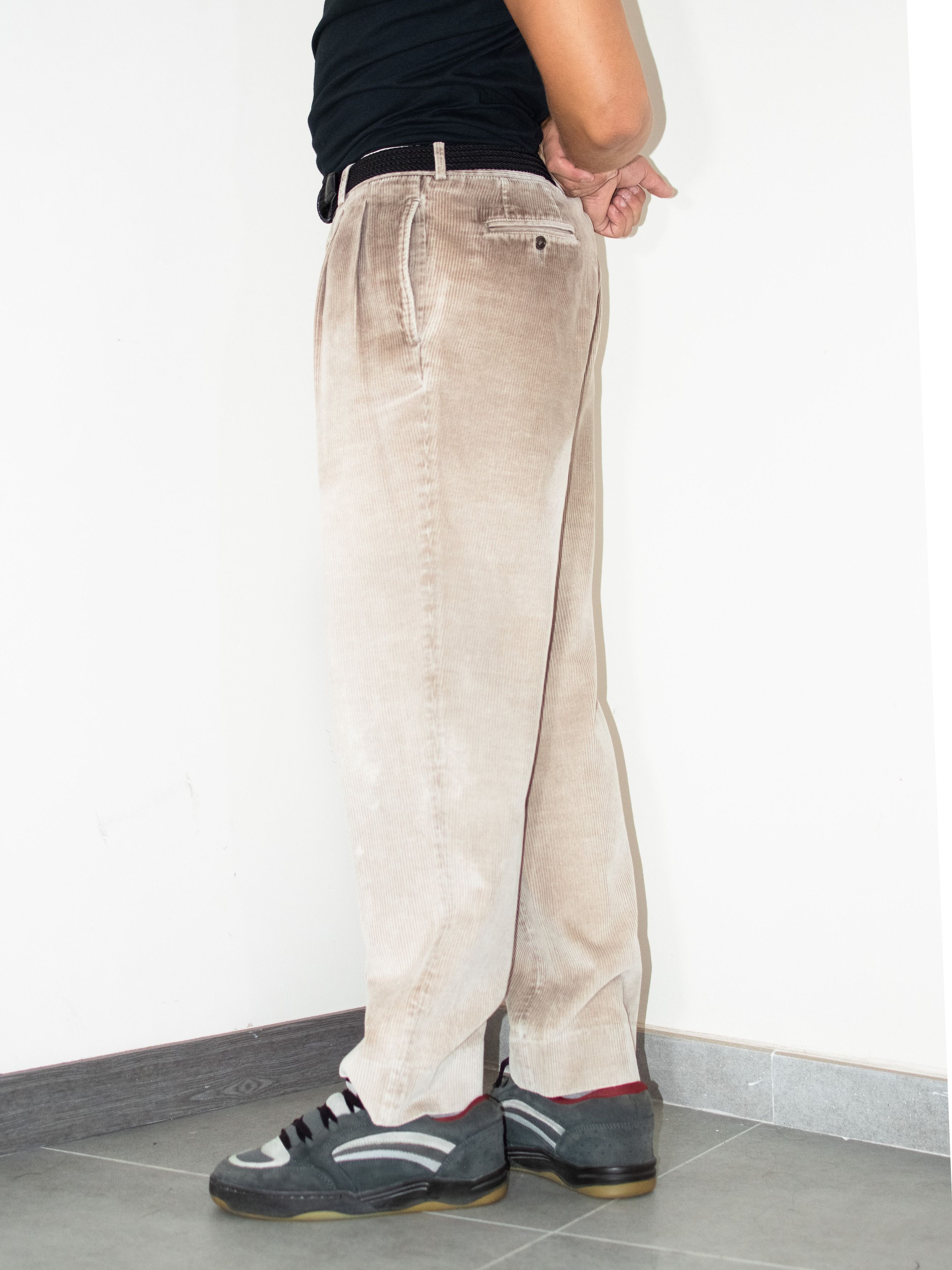 Designer × Vintage × Yves Saint Laurent Luxury 90s YSL Satin beige Wide leg Corduroy chino Trousers Size US 33 - 4 Thumbnail