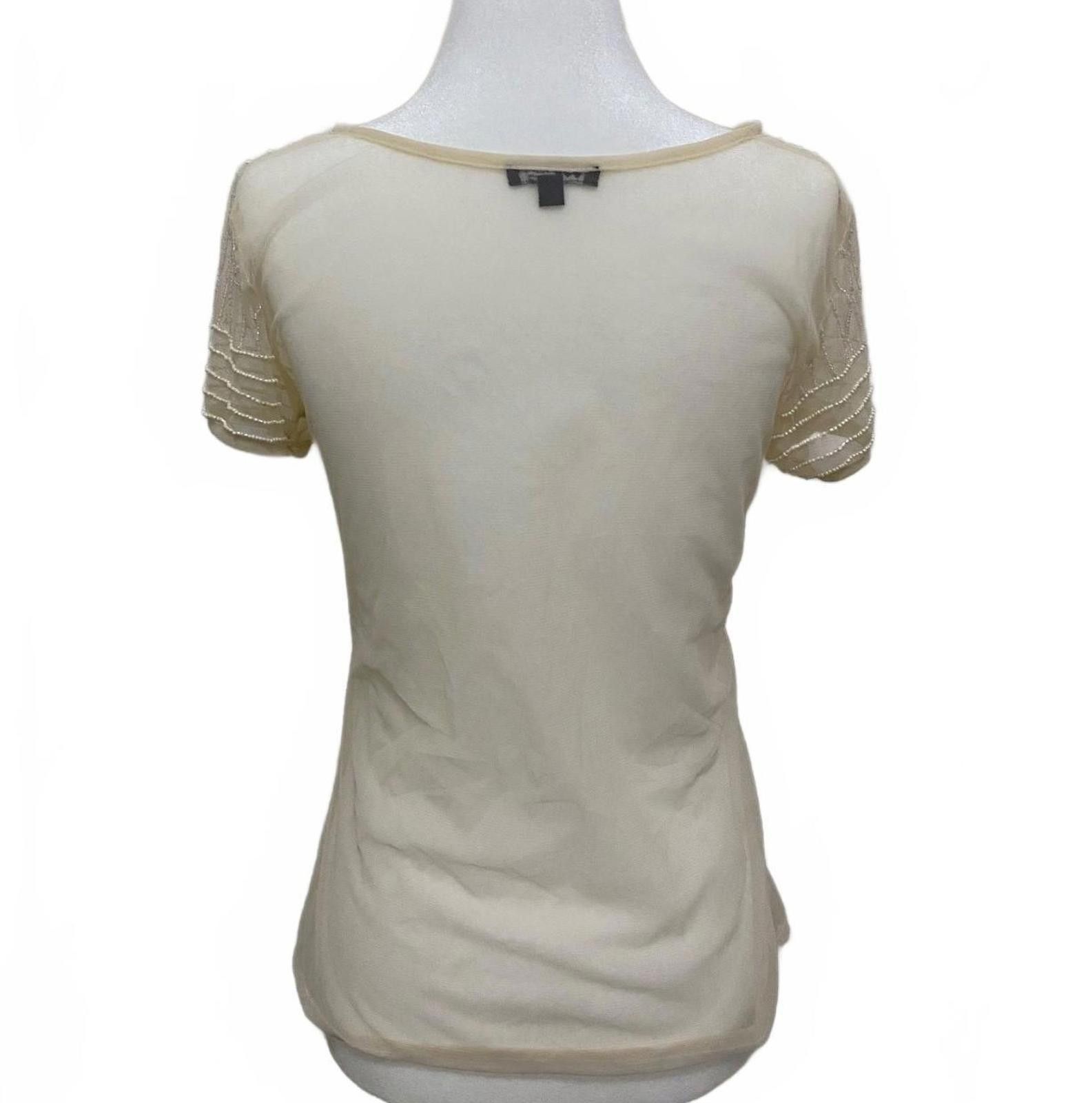 Tincati TFNC LONDON Sheer Beaded Blouse in Cream (SMALL) Size S / US 4 / IT 40 - 6 Thumbnail