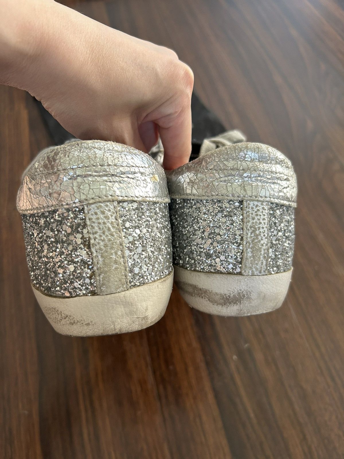 Golden Goose Golden Goose Superstar Silver Distressed Glitter Sneakers 38 Size US 8 / IT 38 - 9 Thumbnail