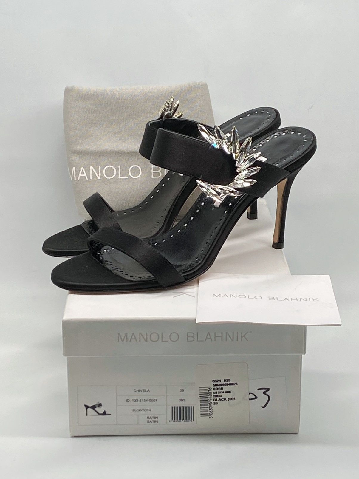 Manolo Blahnik Manolo Blahnik Crystal-Embellished Satin Sandals size 39 Size US 9 / IT 39 - 12 Thumbnail