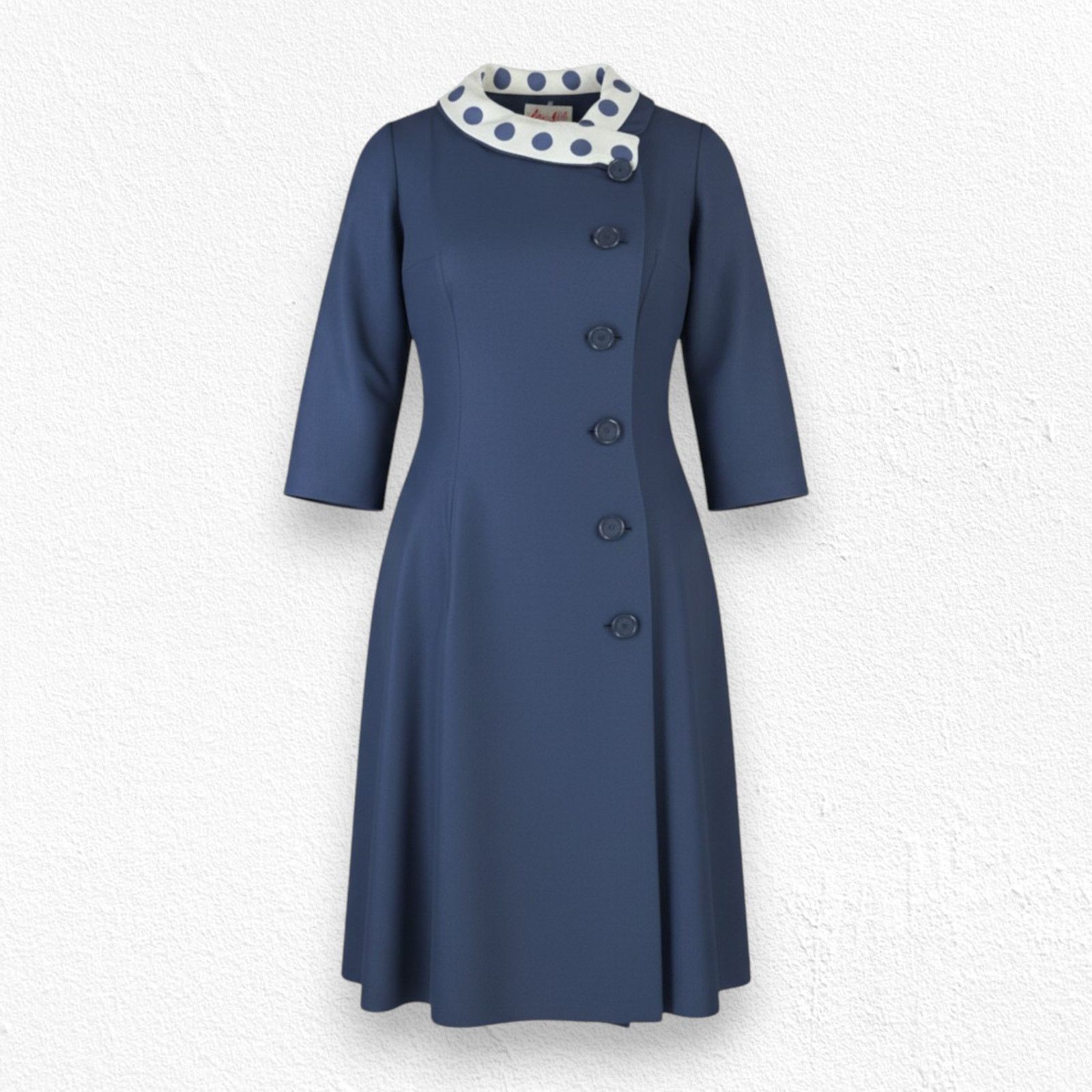 Vintage 50s Navy Fit Flare Dress Small Size S / US 4 / IT 40 - 1 Thumbnail