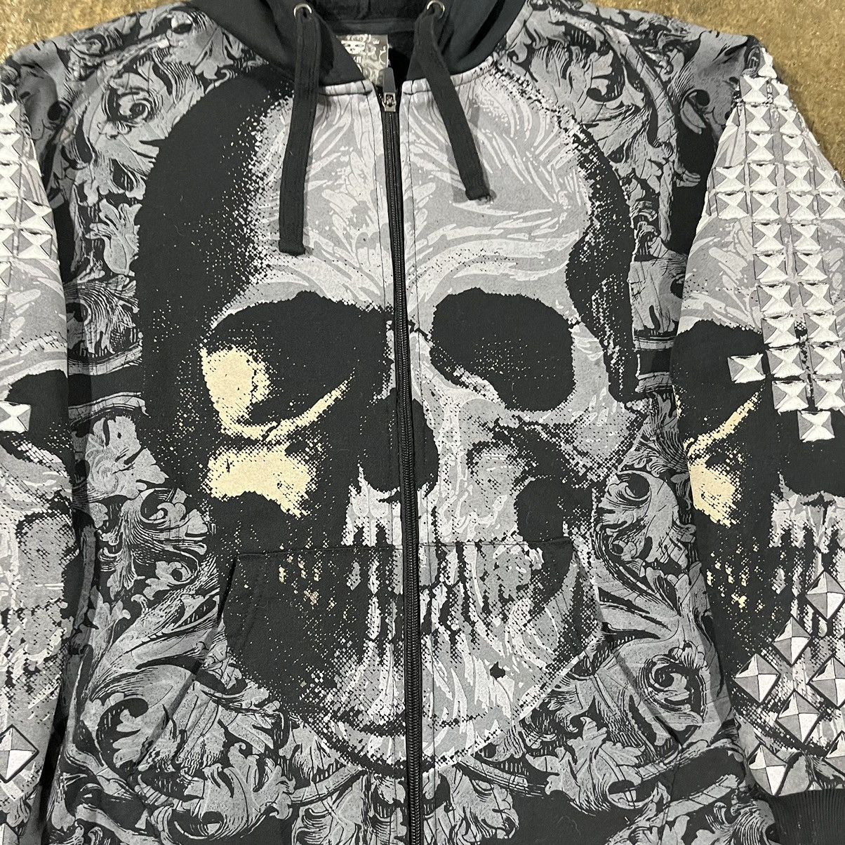 Affliction × Tapout × Vintage Crazy Y2K Affliction Style Zip-Up Hoodie Skull Grunge Skater Size US L / EU 52-54 / 3 - 6 Thumbnail