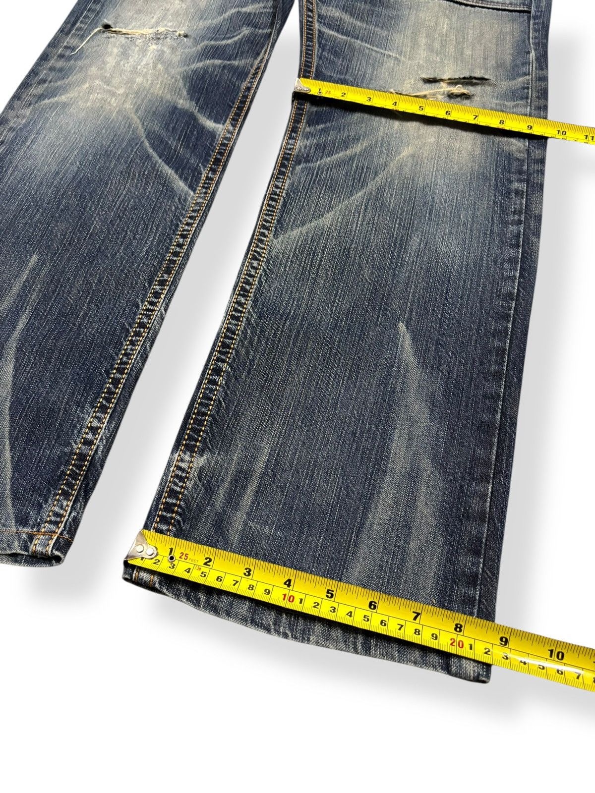 Edwin Vintage Edwin XV Whisker Washed Distressed Denim Bush Pants Size US 35 - 14 Thumbnail