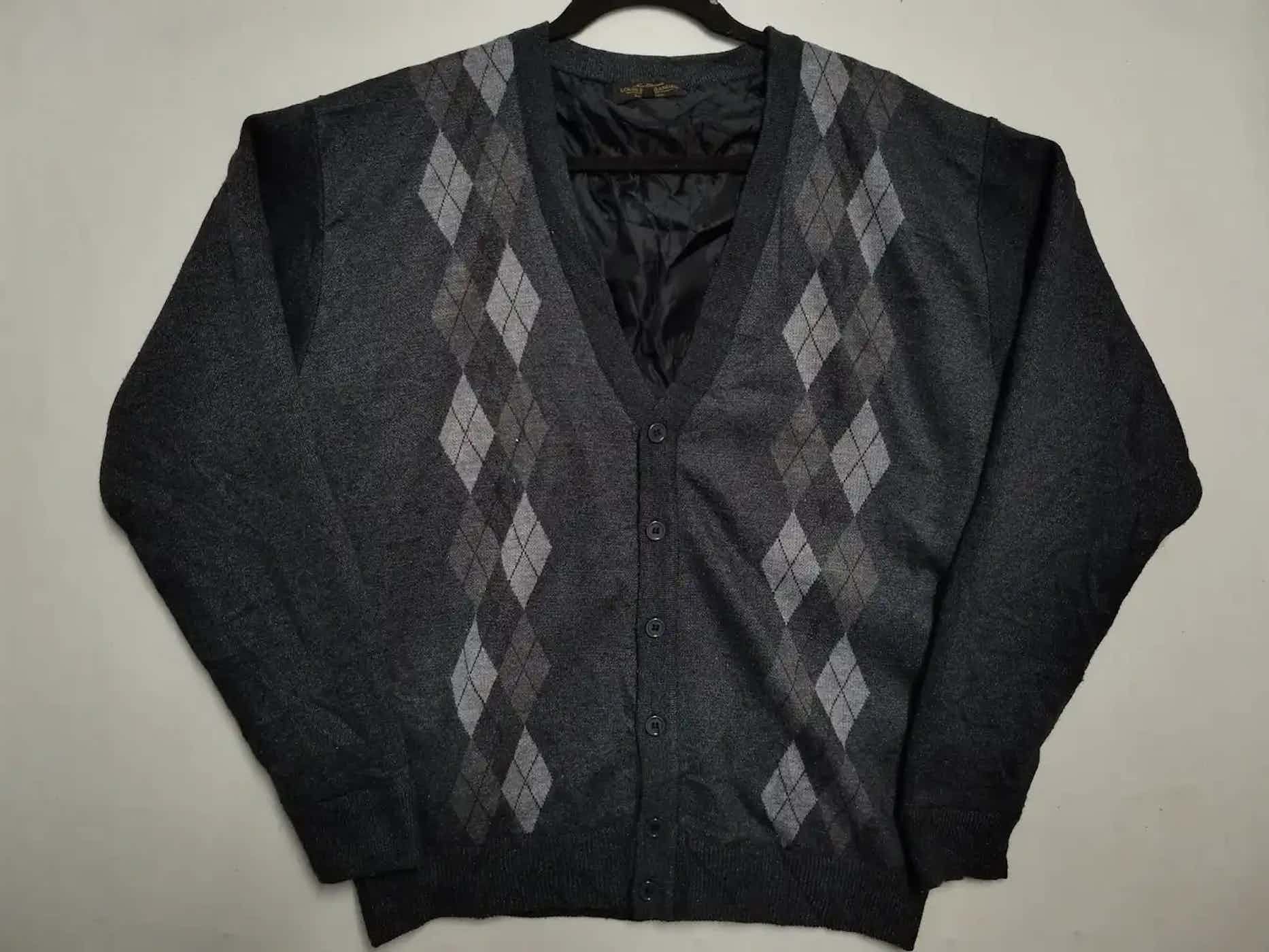 Vintage Vintage Louis Exchanges Diamond Design Cardigan Size US L / EU 52-54 / 3 - 1 Thumbnail