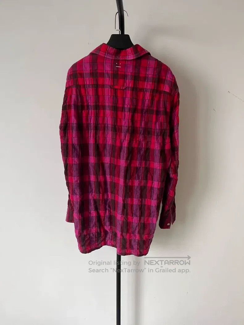 Acne Studios Smiley icon color block plaid shirt with long