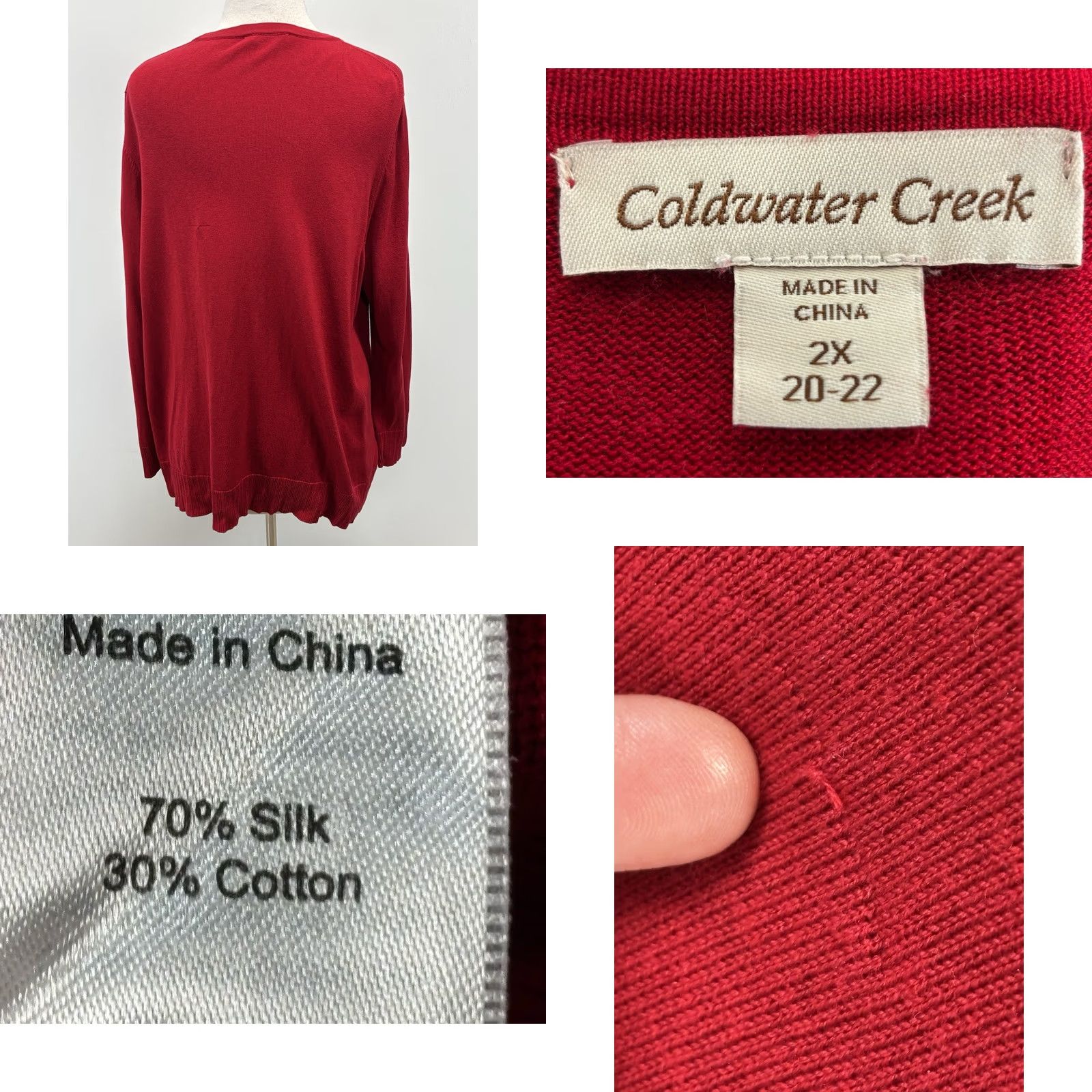 Coldwater Creek Coldwater Creek Cardigan Sweater Twin Set Women’s 2X Plus Red Silk Blend Knit Mock Neck Long Sleeve Solid Vintage: No 2 Pc Set Womens Size XXL / US 16-18 / IT 52-54 - 8 Thumbnail
