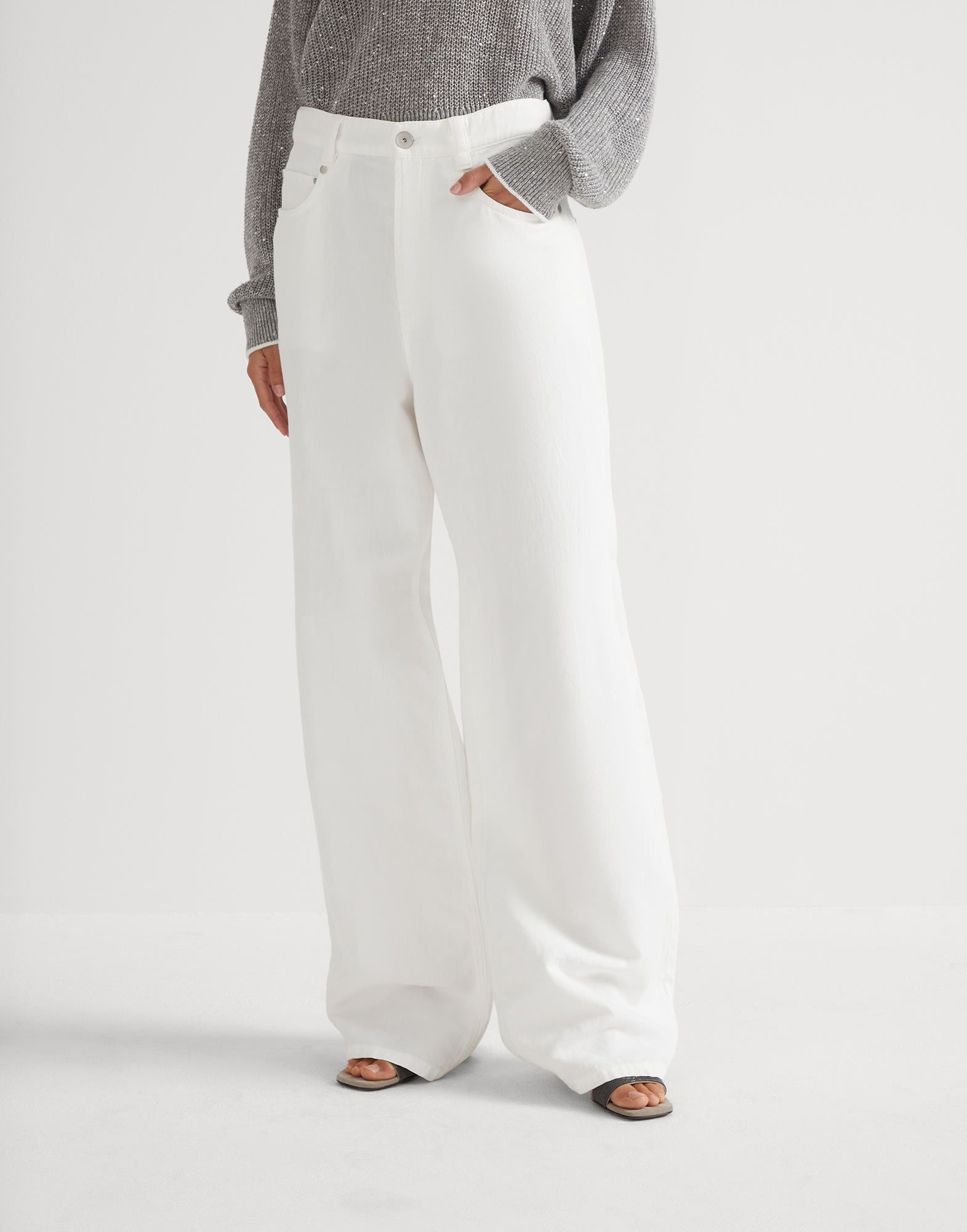 Brunello Cucinelli o1w1db10825 Woman Dyed Pants in Light Beige Size 26" / US 2 / IT 38 - 1 Thumbnail
