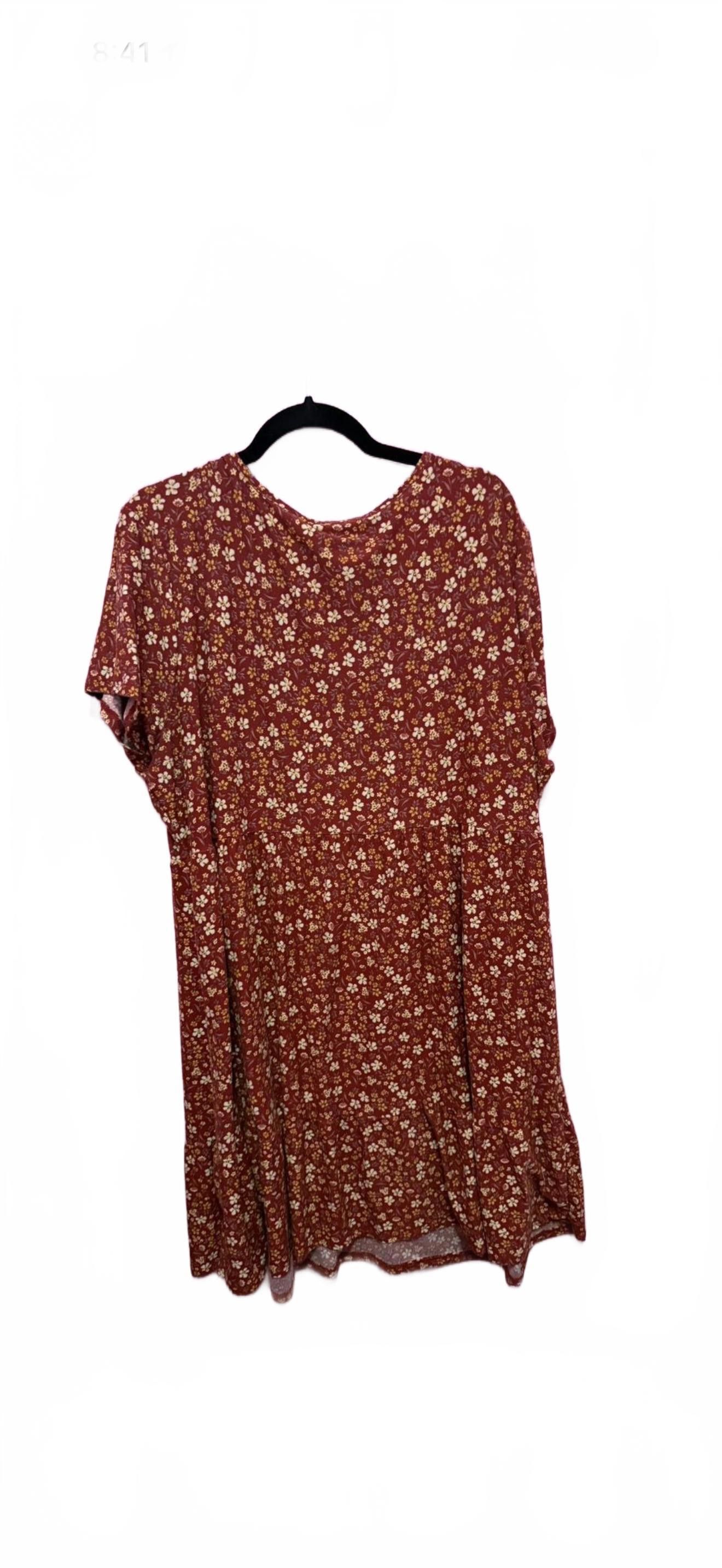 Designer Red Floral Swing Dress - Perfect for Summer Size 4XL / US 24-26 - 2 Thumbnail