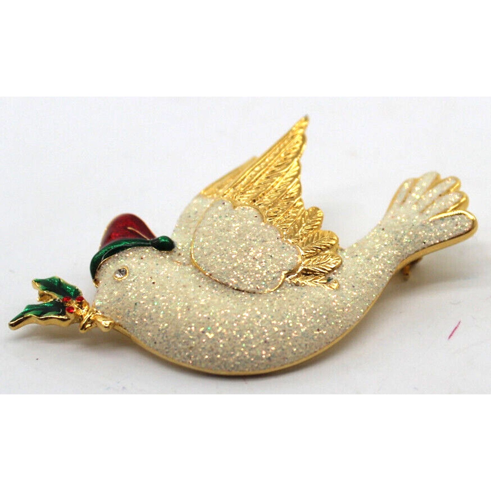 Other SFJ Christmas Dove Brooch Pin • Glittering White • Goldtone Size ONE SIZE - 2 Thumbnail