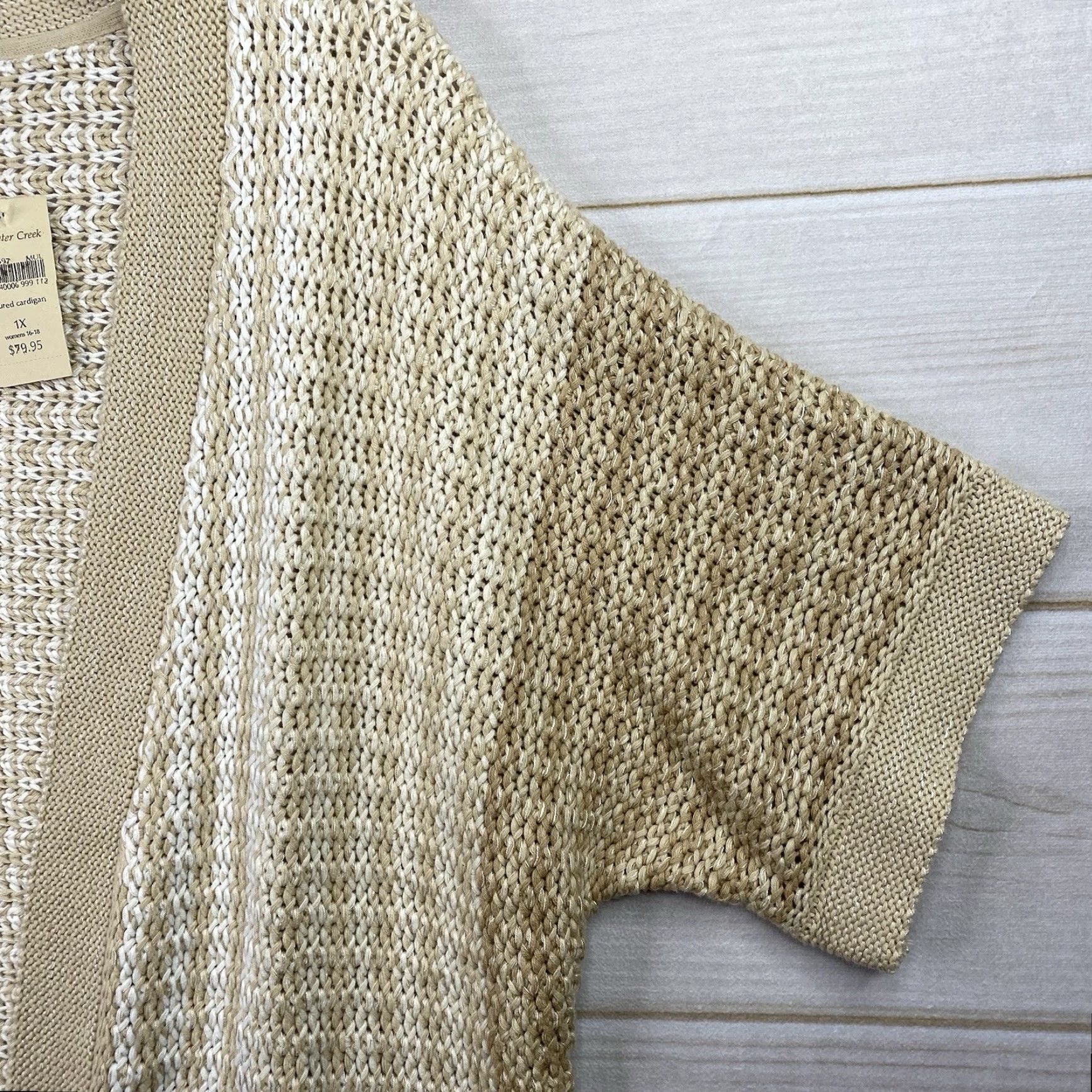 Coldwater Creek VINTAGE Coldwater Creek Cardigan Sweater Women 1X Beige Ombre Crochet Open NWT Size XL / US 12-14 / IT 48-50 - 2 Thumbnail