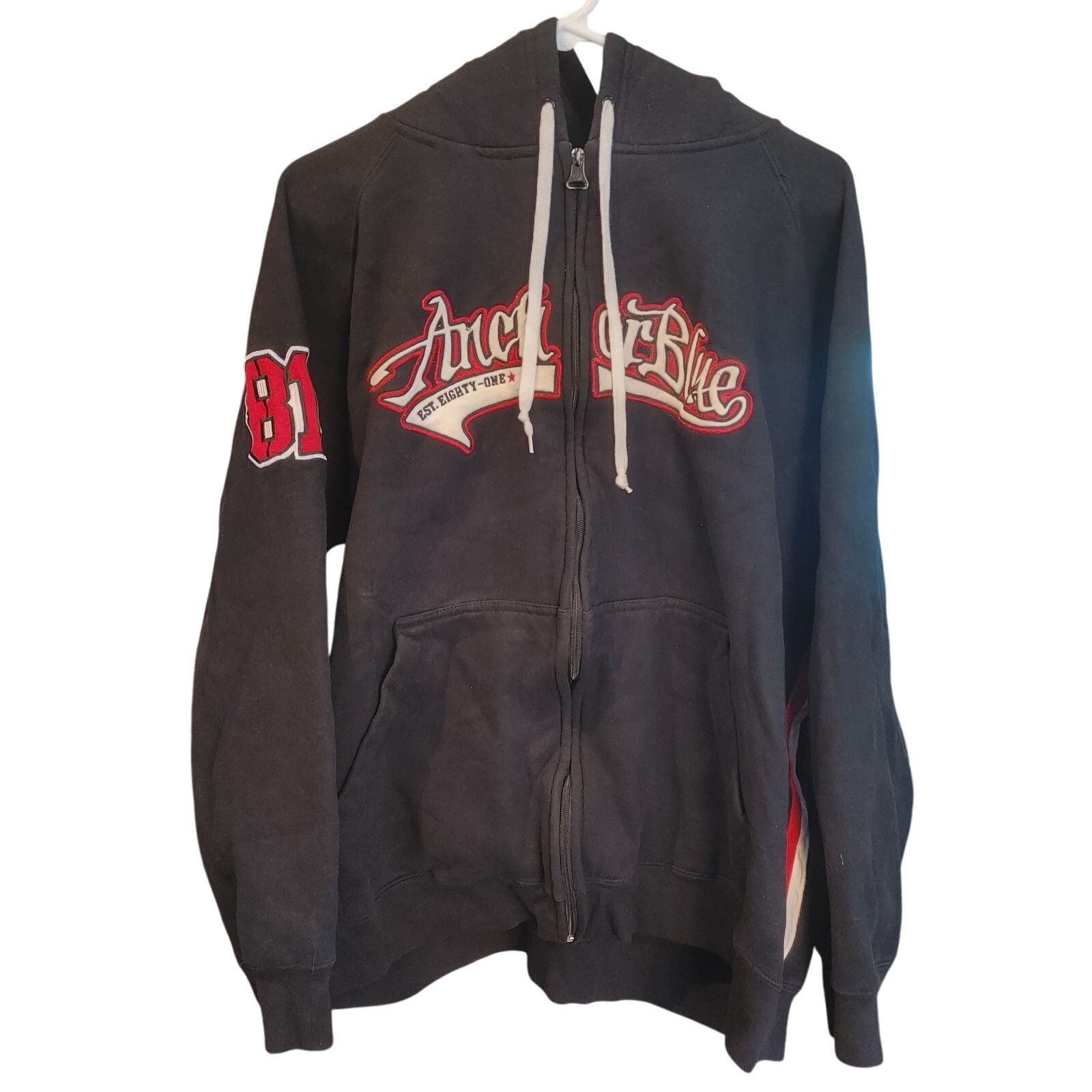 Anchor Blue Anchor Blue Mens XL Black/Red Full Zip Hoodie Sweater Jacket Size US XL / EU 56 / 4 - 1 Thumbnail