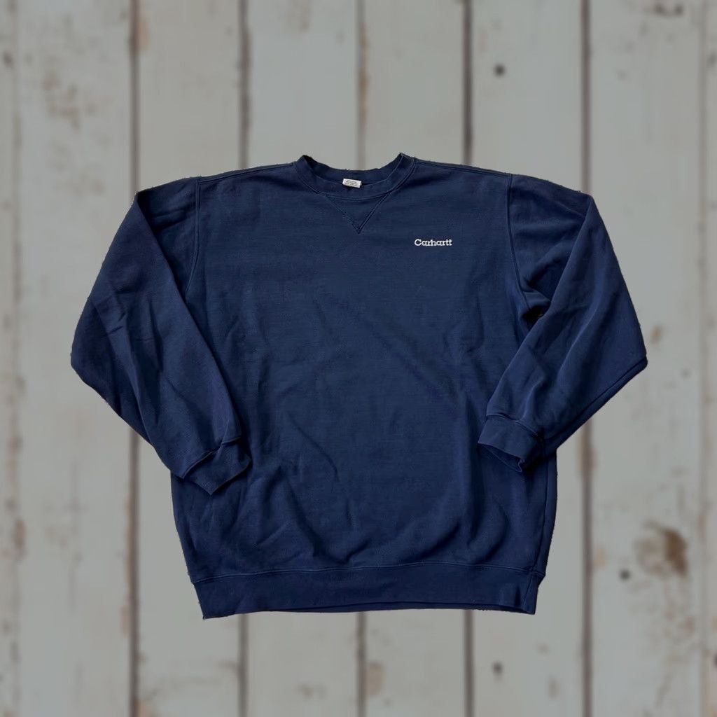 Carhartt VINTAGE Carhartt Sweatshirt Mens 2XL Blue Crewneck Rugged Outdoor Wear 90s Outdoor Logo Embroidered Heavyweight Wool Blend Knit Fleece Raded Size US XXL / EU 58 / 5 - 1 Thumbnail