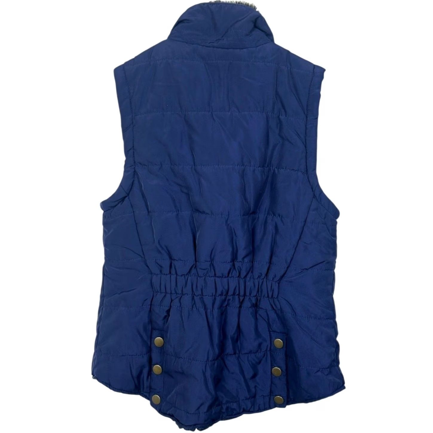 Vintage Copper Key Women Navy Quilted Puffer Vest Fur Collar Zip Pockets XS Size XS / US 0-2 / IT 36-38 - 2 Thumbnail