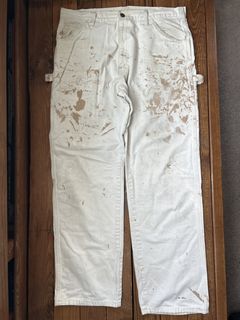 Dickies Distressed White Carpenter Painter Pants 38x34 Paint