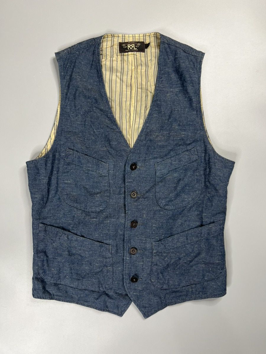RRL Ralph Lauren RRL Cinch Back Indigo Cotton Vest Size US S / EU 44-46 / 1 - 1 Thumbnail