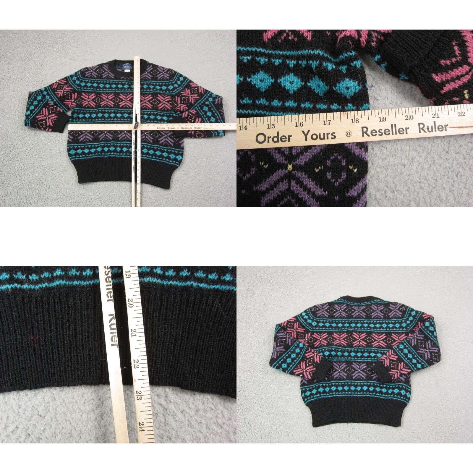 Vintage VINTAGE Woolrich Sweater Womens Small Black Pink Blue 100% Wool Fair Isles 80s Size S / US 4 / IT 40 - 8 Thumbnail