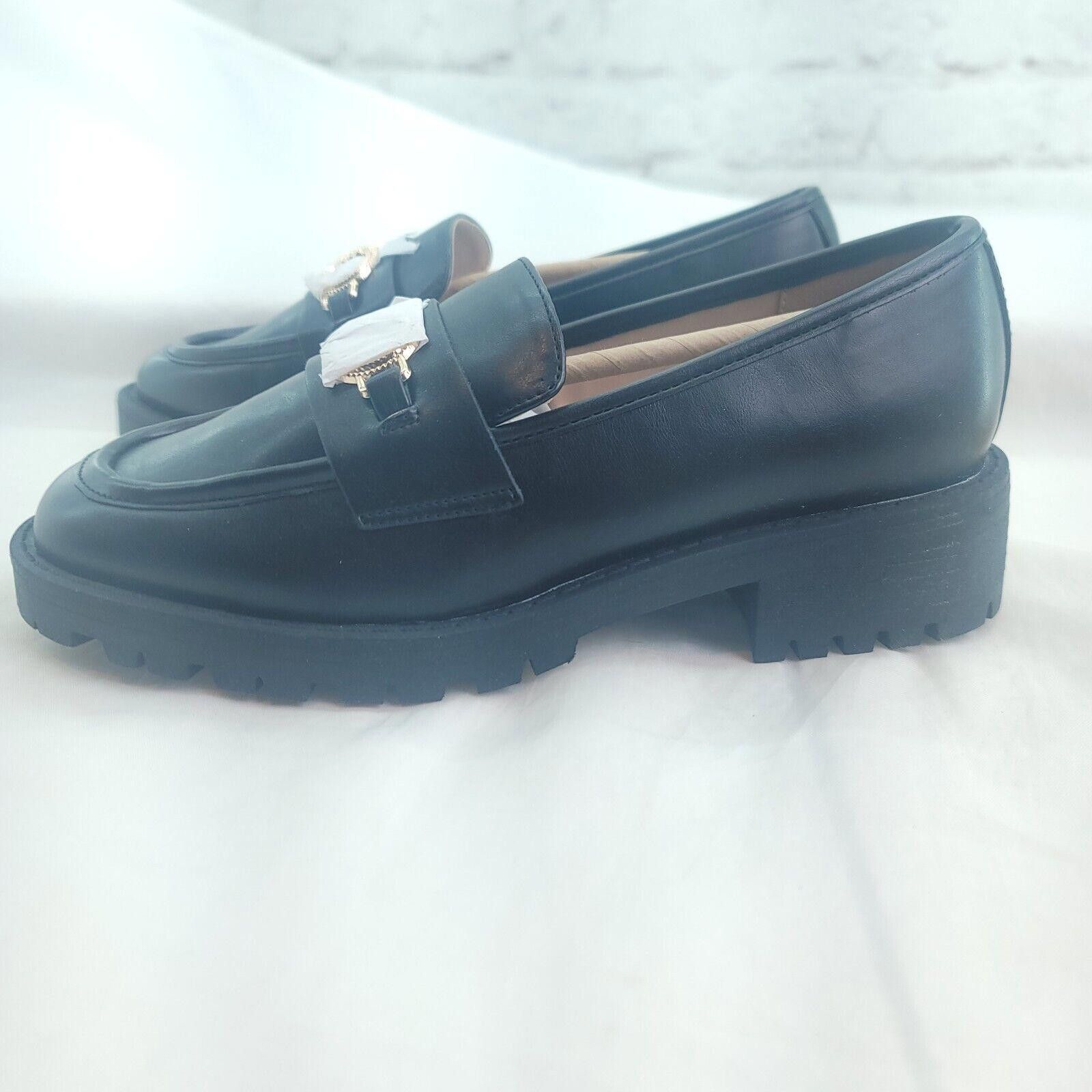 Designer Crown Ivy Black Harper Size 7.5 Gold Accent Loafer Shoes Size US 7.5 / IT 37.5 - 6 Thumbnail