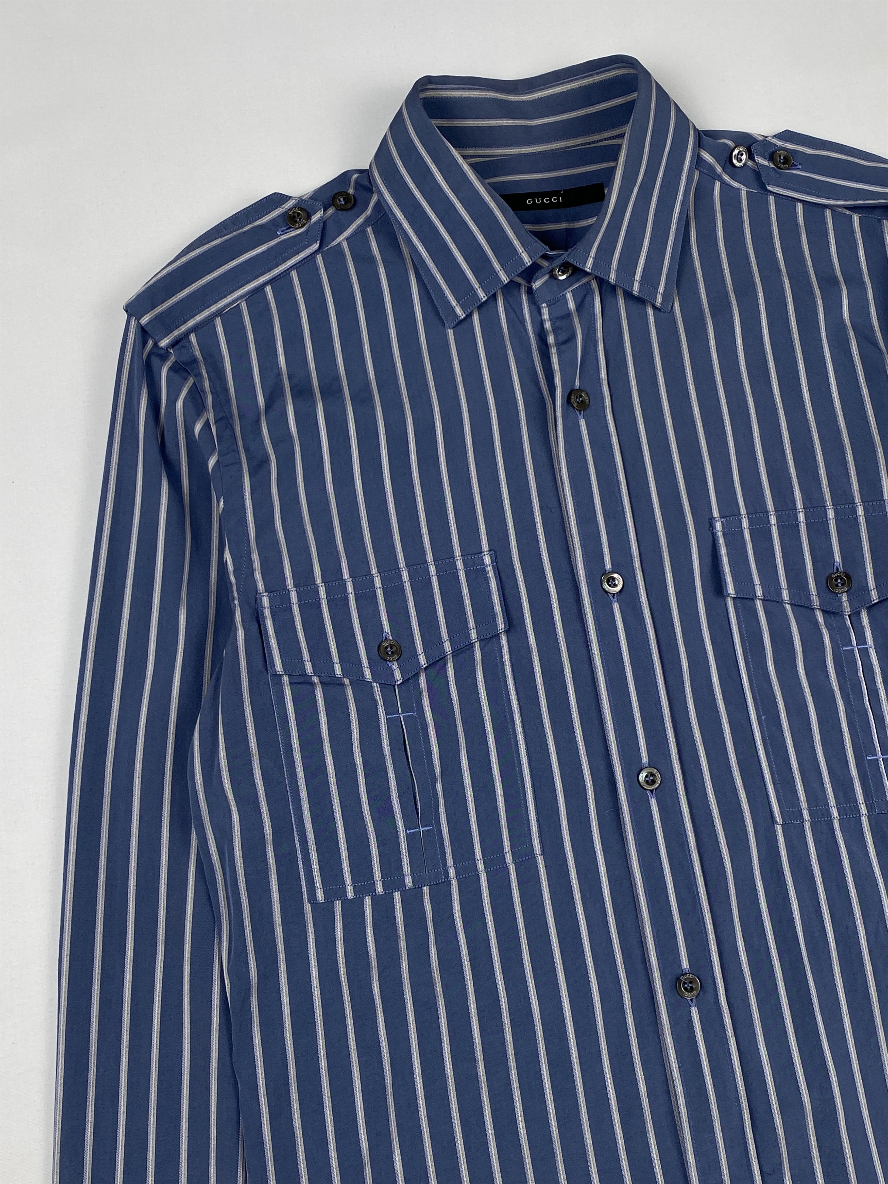 Gucci Double Pocket Striped Long Sleeve Shirt Size XS / US 0-2 / IT 36-38 - 6 Thumbnail