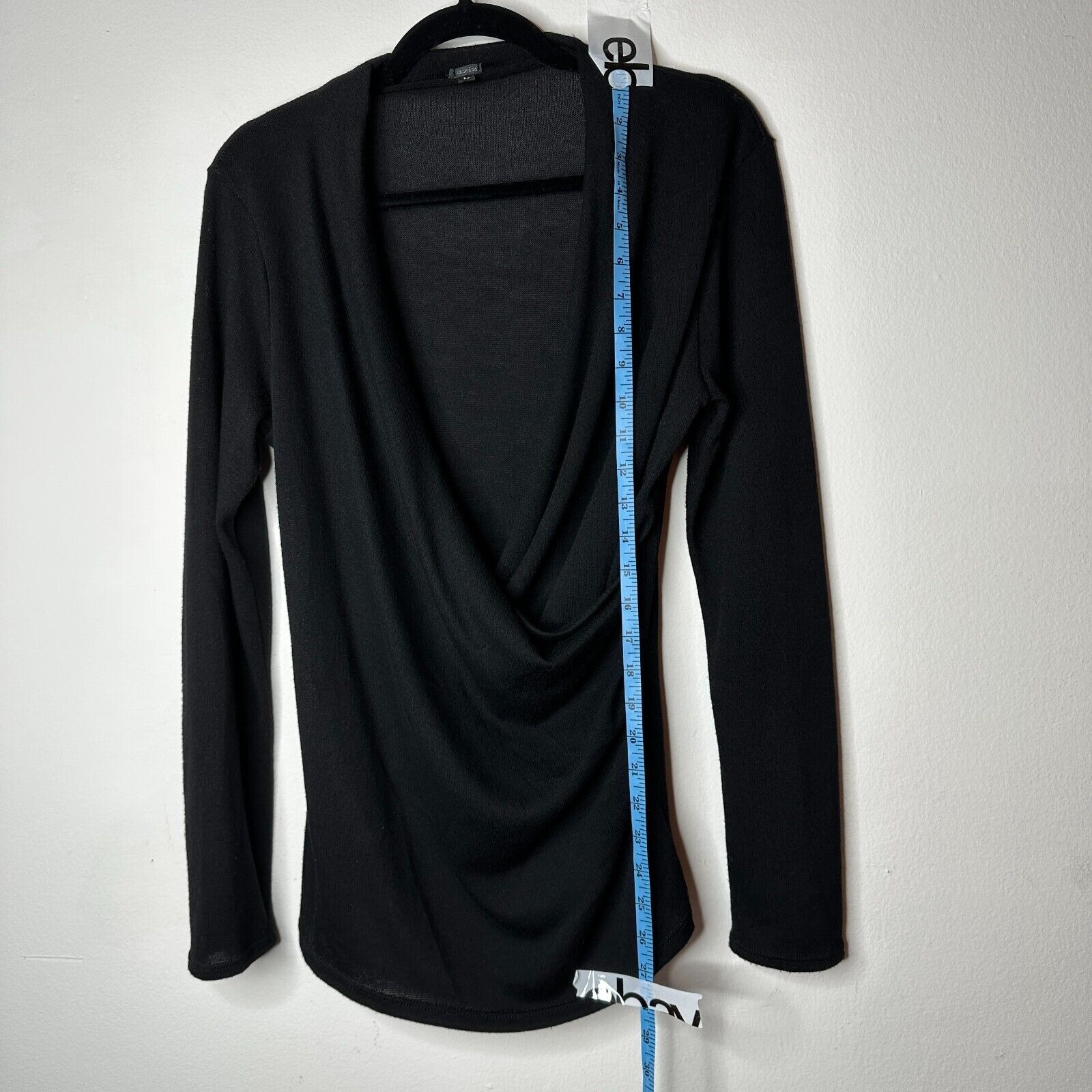 Other Aziz Black Faux Wrap Deep V Long Sleeve Sweater Jumper Top L Size L / US 10 / IT 46 - 8 Thumbnail