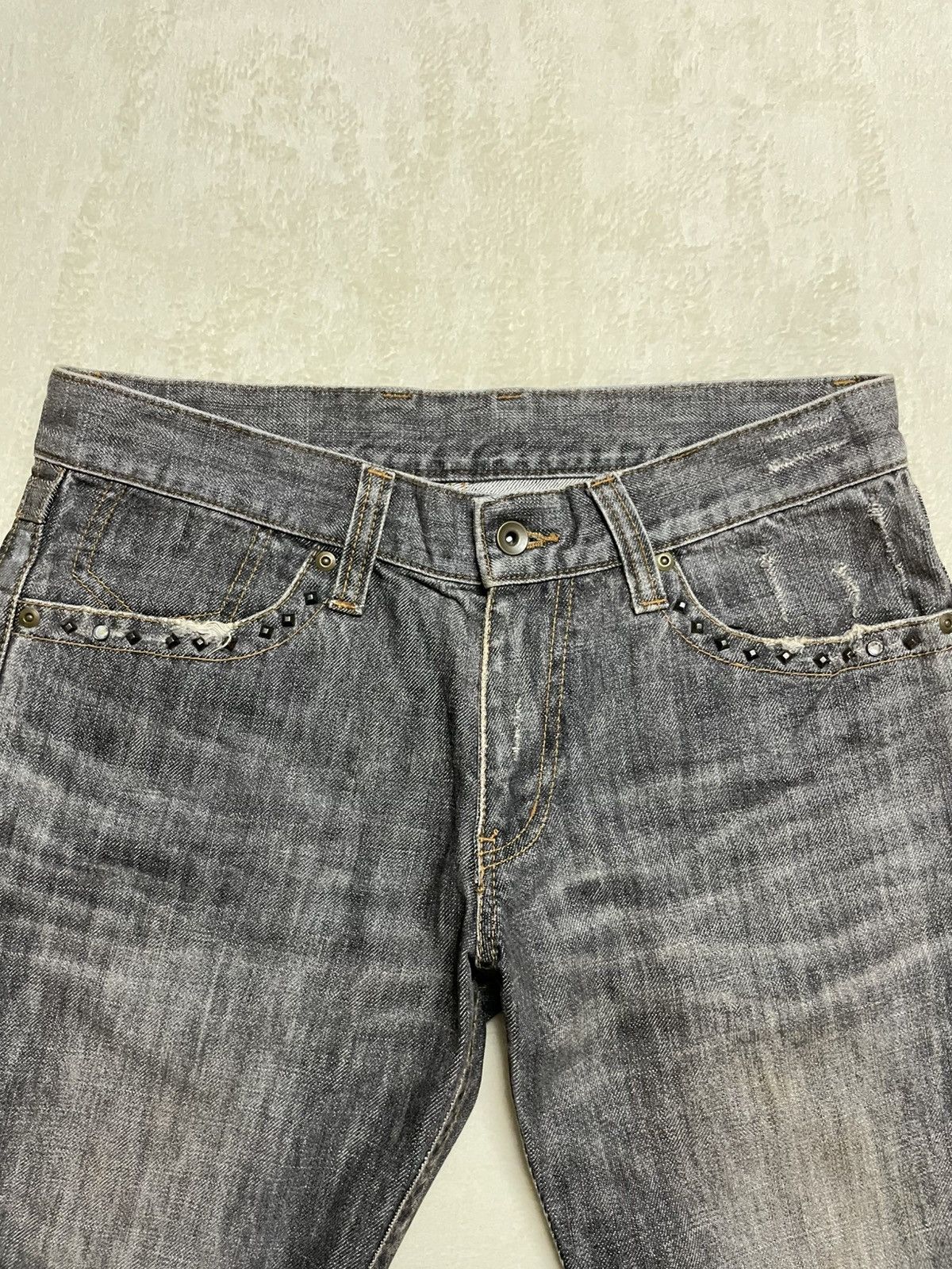 Japanese Brand Vintage Comme Ca Collection Distress Faded Studded Size US 33 - 16 Thumbnail