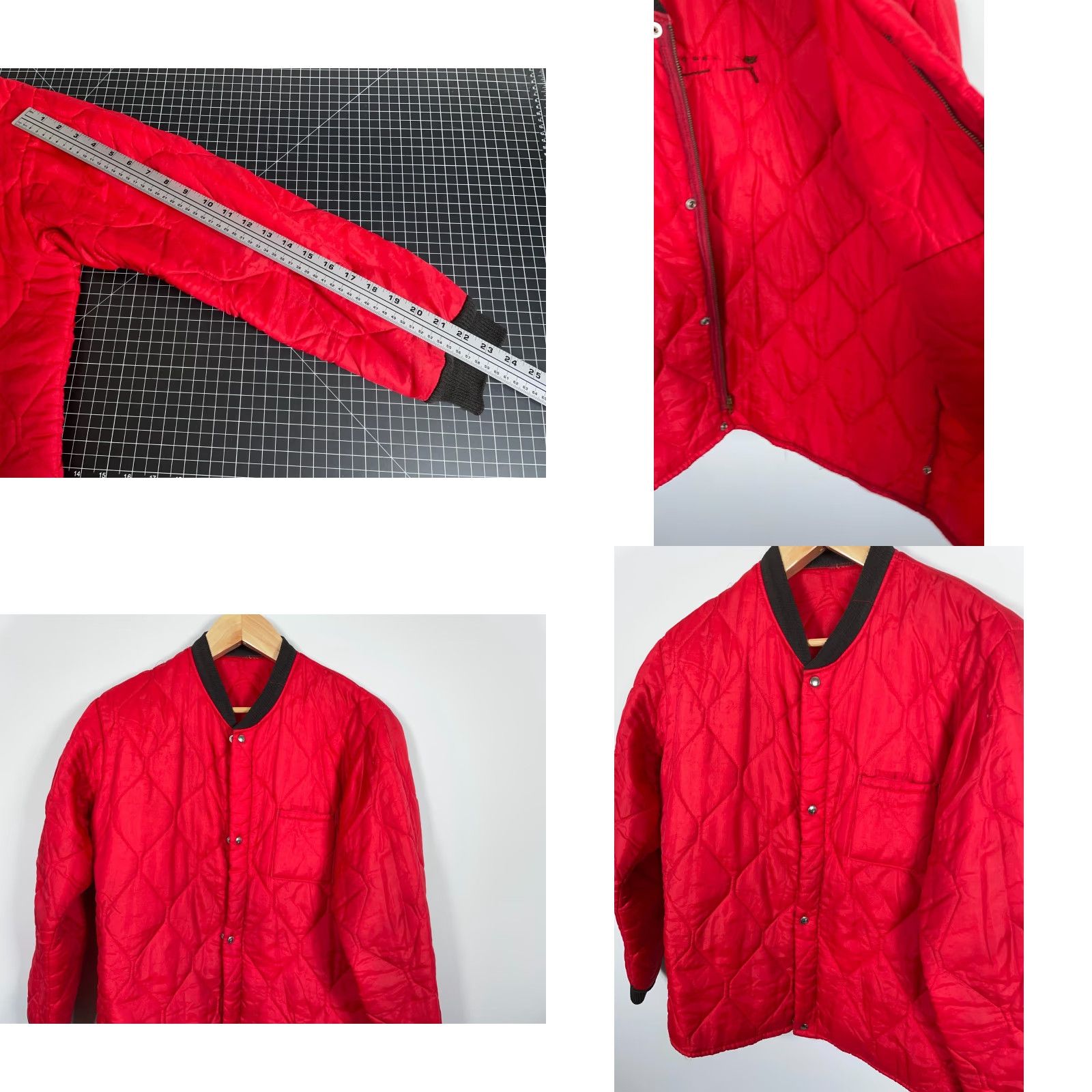Vintage Vintage 70s Quilted Liner Jacket Men's Medium Red Lightweight Zip Snap Prentice Button Size US M / EU 48-50 / 2 - 8 Thumbnail