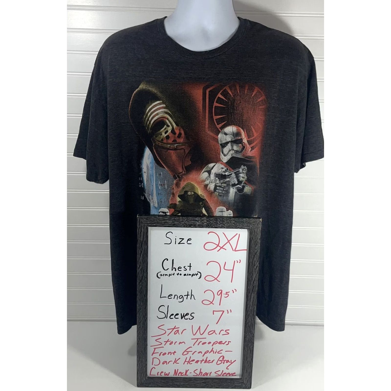 Star Wars Star Wars Storm Trooper T-Shirt Mens 2XL Heather Gray Knit Shirt - 24" Pit to Pit, 29.5" Length - Recycled Size US XXL / EU 58 / 5 - 5 Thumbnail