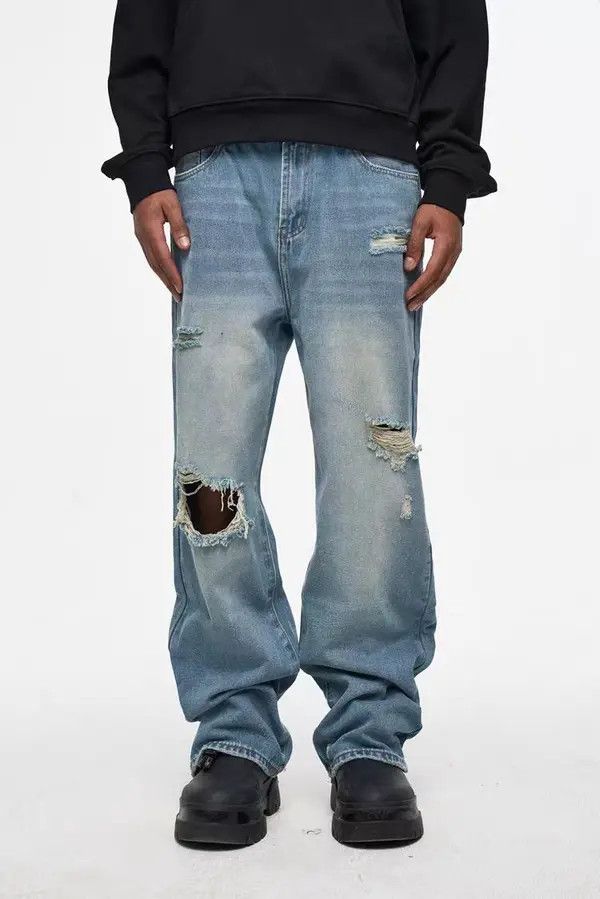 VIBE Vintage street hip-hop washed and aged ripped design jeans Size US 34 / EU 50 - 8 Thumbnail