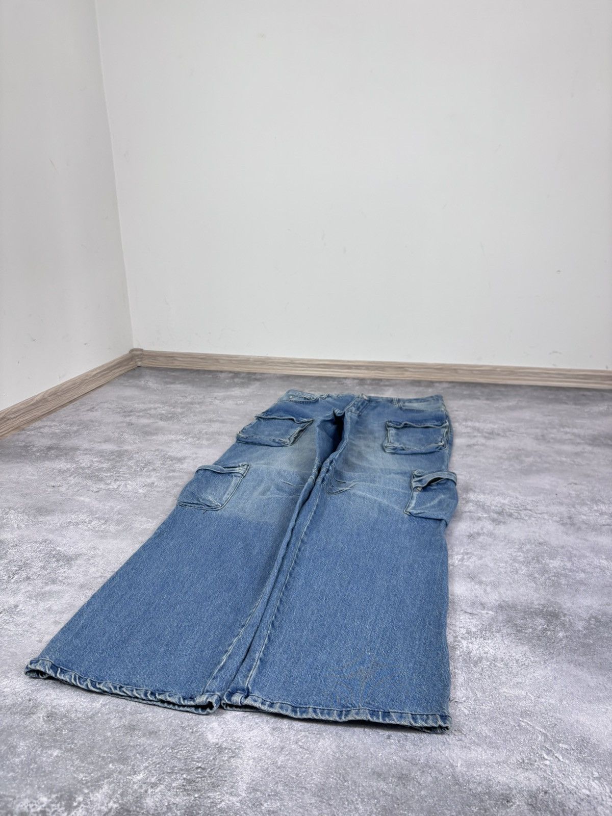 LFDY LFDY Live Fast Die Young Blue Multipocket Baggy Cargo Jeans Size US 34 / EU 50 - 3 Thumbnail