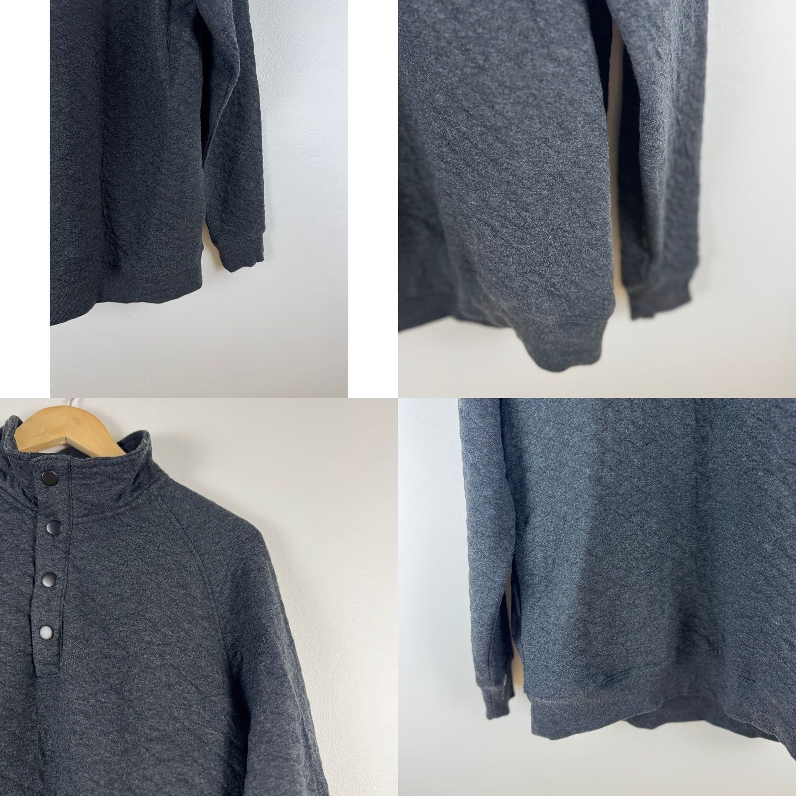 Vintage Goodfellow & Co Mens Quilted Snap Neck Pullover Sweatshirt Charcoal Gray M Size US M / EU 48-50 / 2 - 8 Thumbnail