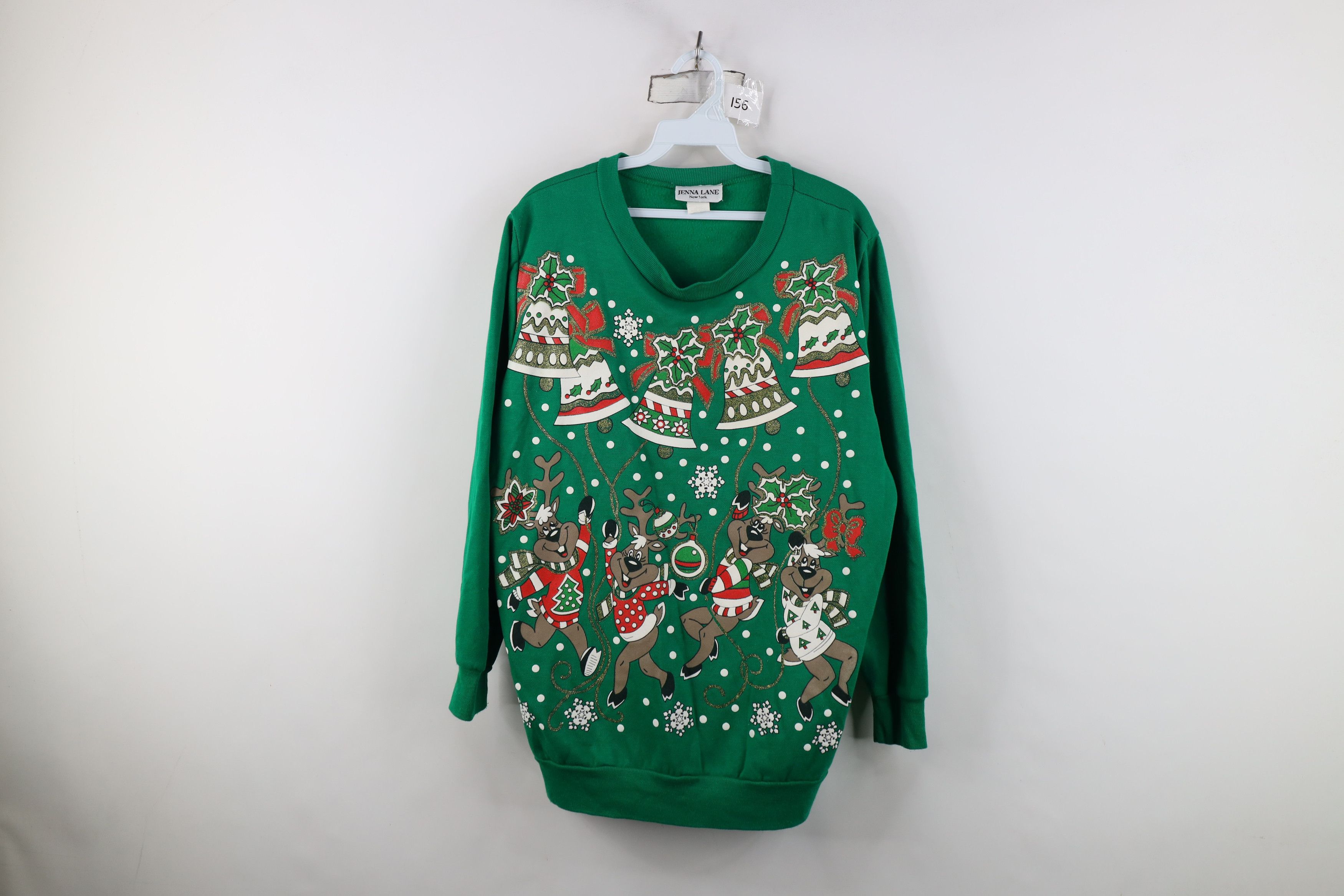 Vintage Vintage 90s Streetwear Reindeer Snowflake Sweatshirt USA Size L / US 10 / IT 46 - 1 Thumbnail