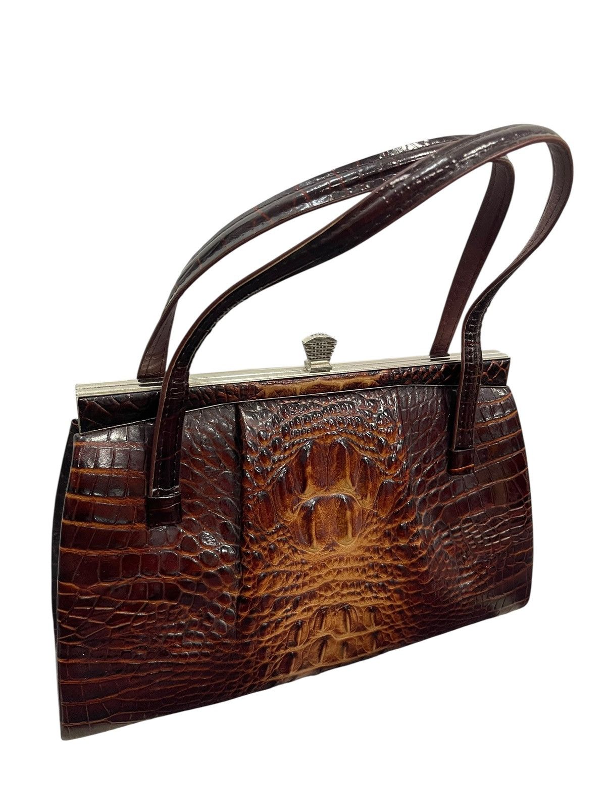 Genuine Leather Crocodile Skin Leather Vtg 60s Kawano Japan Hand Bag 8🟩 Size ONE SIZE - 6 Thumbnail