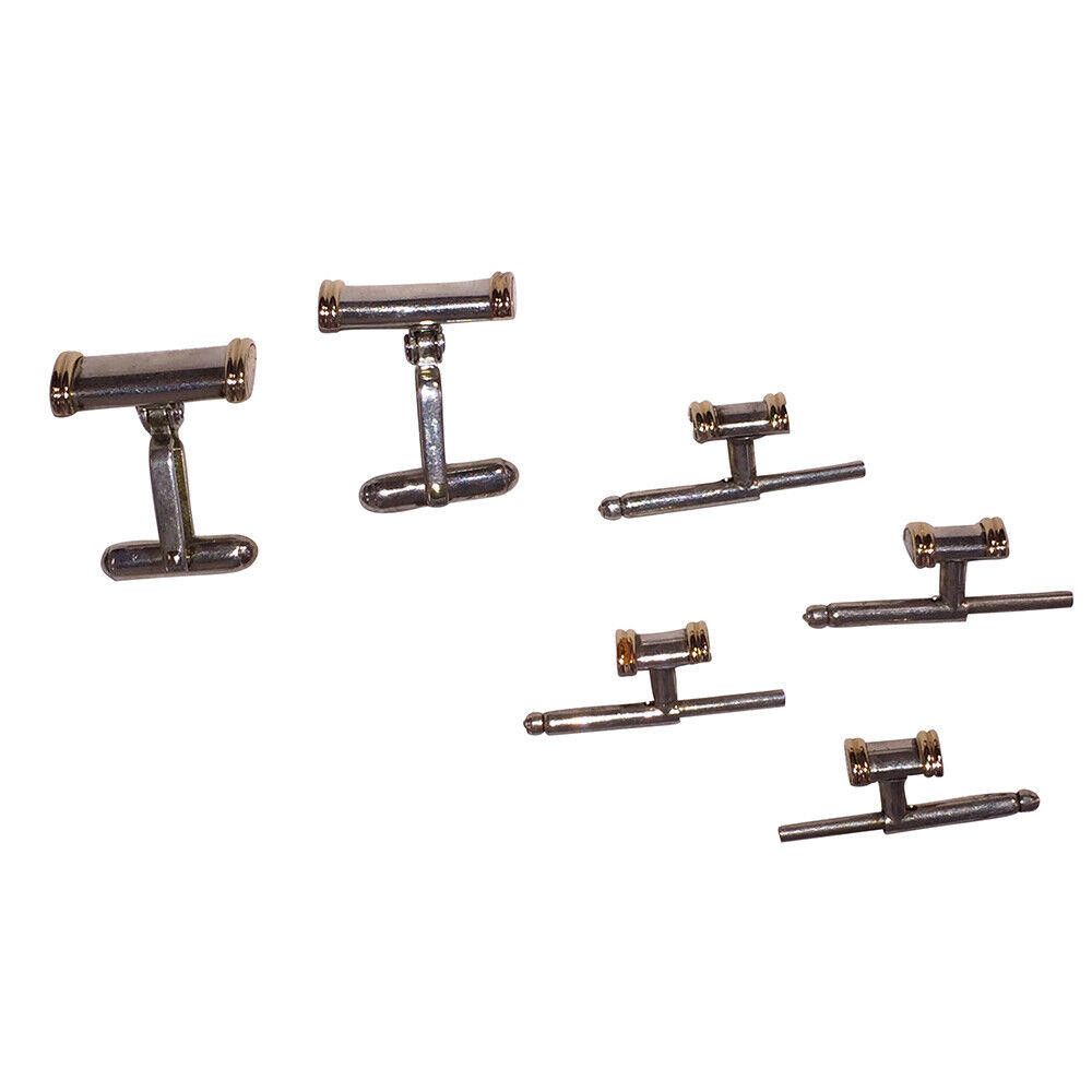 Designer WEH Sterling Silver and 14 kt Gold Cufflinks and Stud Set Size ONE SIZE - 3 Thumbnail