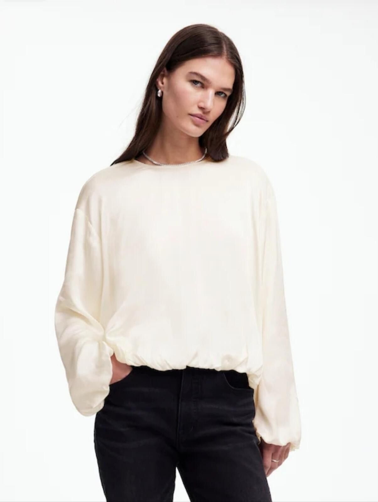 Madewell Madewell Long-Sleeve Bubble-Hem Top in Satin Size XL / US 12-14 / IT 48-50 - 1 Thumbnail