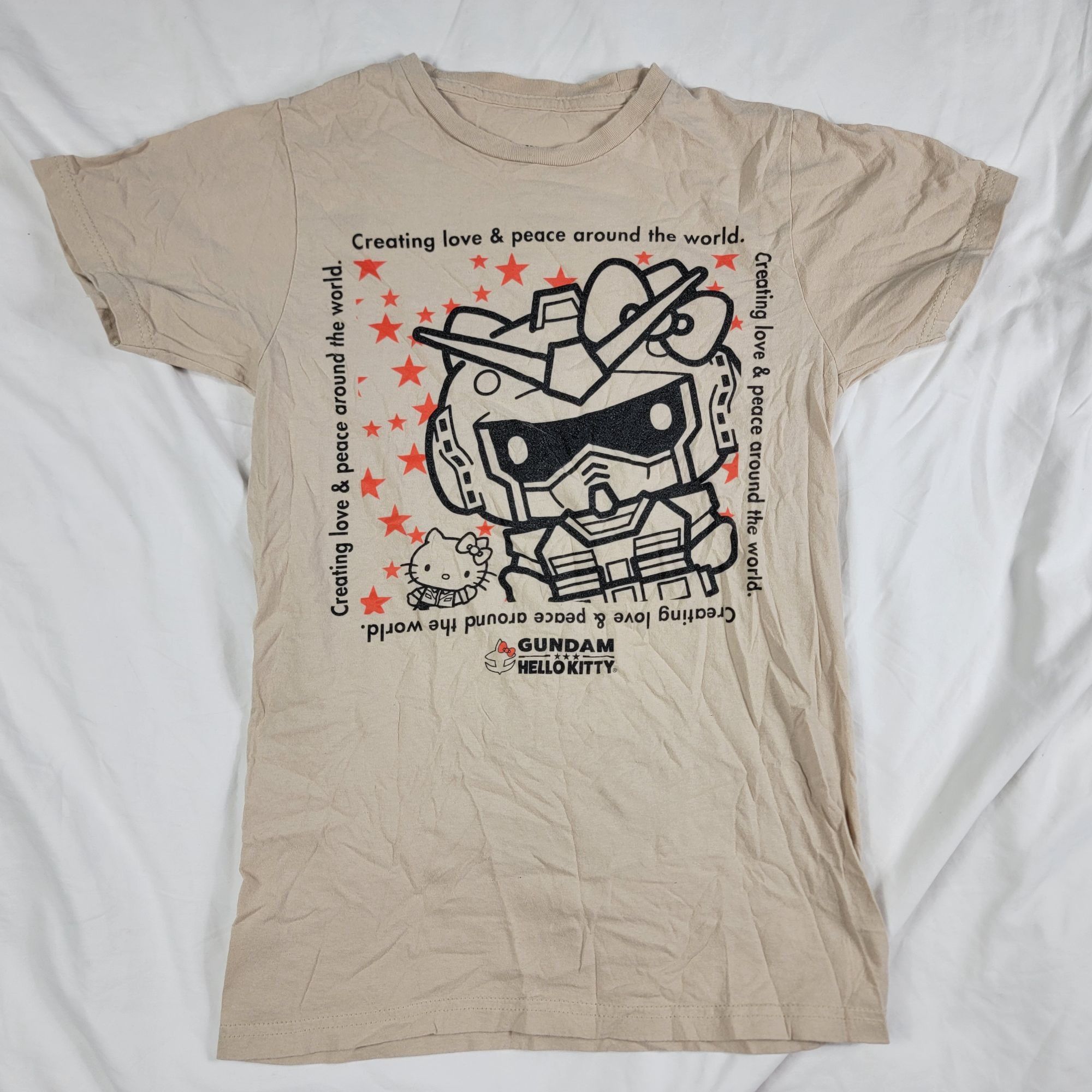 Other Gundam x Hello Kitty Collaboration Adults Small Beige T-Shir Size S / US 4 / IT 40 - 1 Thumbnail
