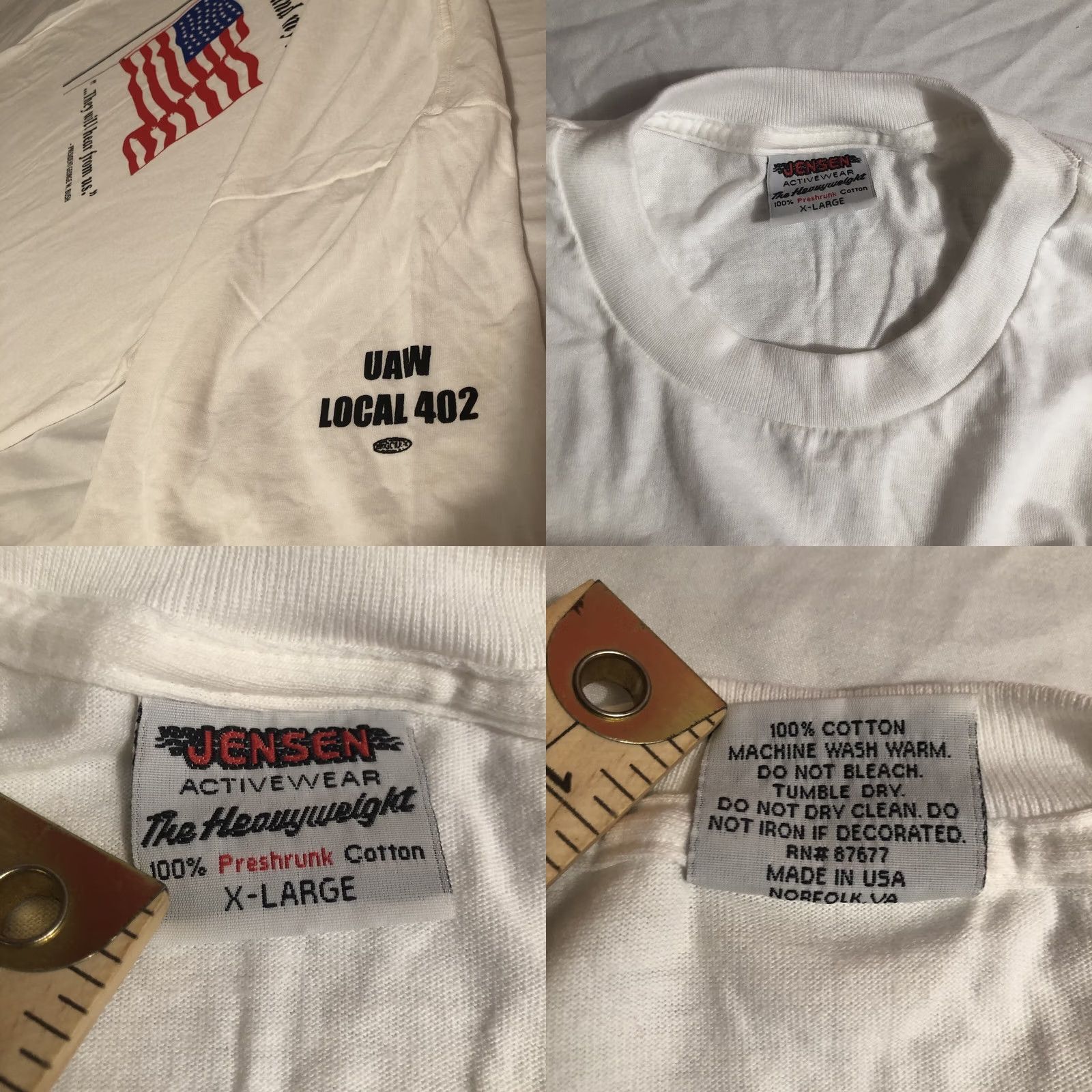 George VINTAGE Jensen 9/11 T-Shirt White XL Patriotic USA 2001 George Bush They Will Hear From Us Mens Size US XL / EU 56 / 4 - 8 Thumbnail